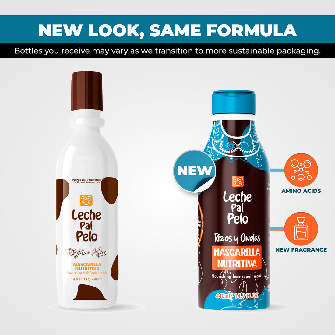 Leche Pal Pelo Rizos Afro Mascarilla Nutritiva para Cabello Seco y Maltratado. Hair Mask for Dry and Damaged Hair. 15 oz - 440 ML