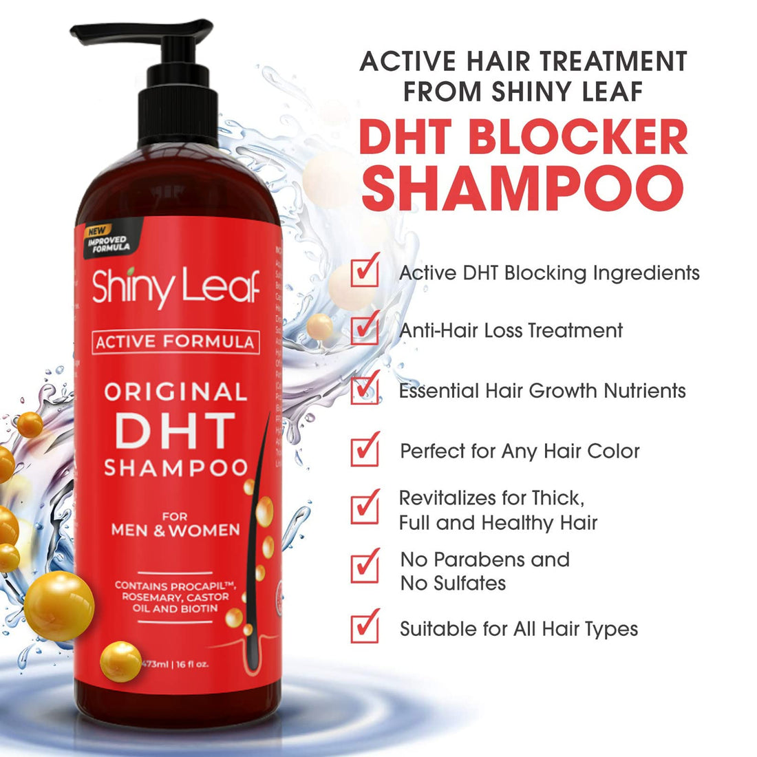 DHT Blocker Shampoo and Conditioner for Hair Loss With Biotin For Men, Women, Anti-Hair Loss Treatment, Rosemary Leaf Oil and Asparagus Extracts, for Thinning Hair (Shampoo and Conditioner) (1 Set)