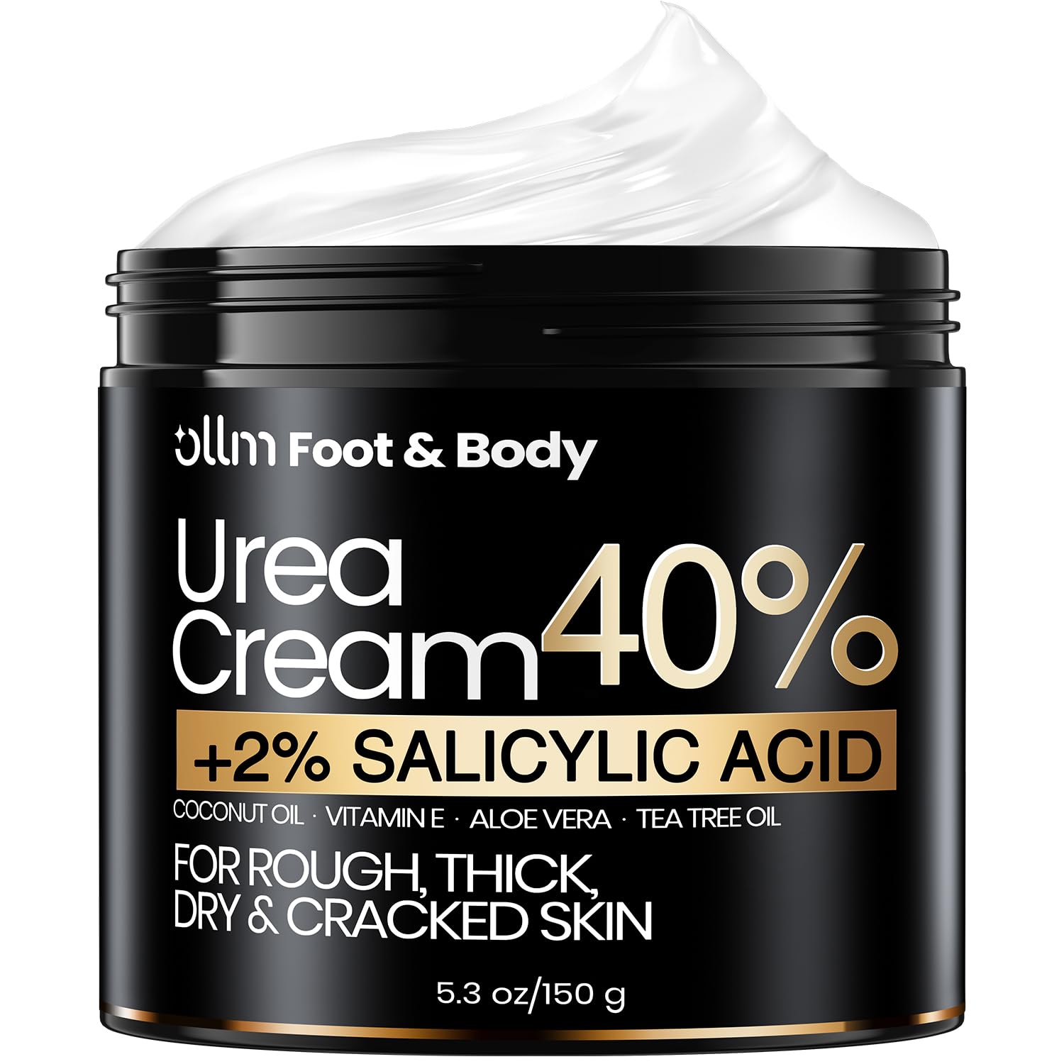Urea Cream 40 Percent for Feet - Foot Cream for Dry Cracked Heels, 2% Salicylic Acid for Callus Remover, Maximum Strength Repair Skin, Soft & Smooth 40% Urea Lotion Moisturizer Elbows Hands Knees