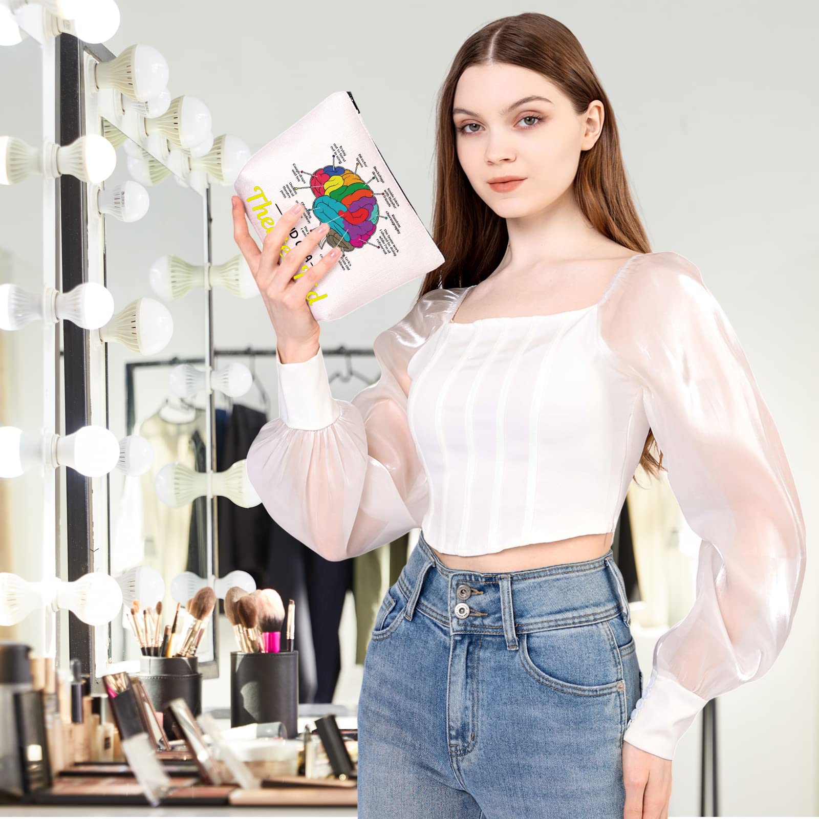 MEIKIUP Mind Of A Theater Funny Musical Broadway Gifts Theatre Nerd Makeup Bag Theatre Gift for Actress Actors (Theater Bag)