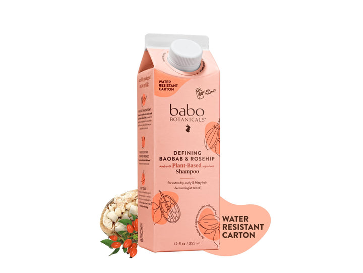 Babo Botanicals Defining Baobab & Rosehip Shampoo – For extra dry, curly hair – Smooth & Define – Passion Fruit Ferment for scalp – Water-Resistant Carton w. 80% Less Plastic – Vegan
