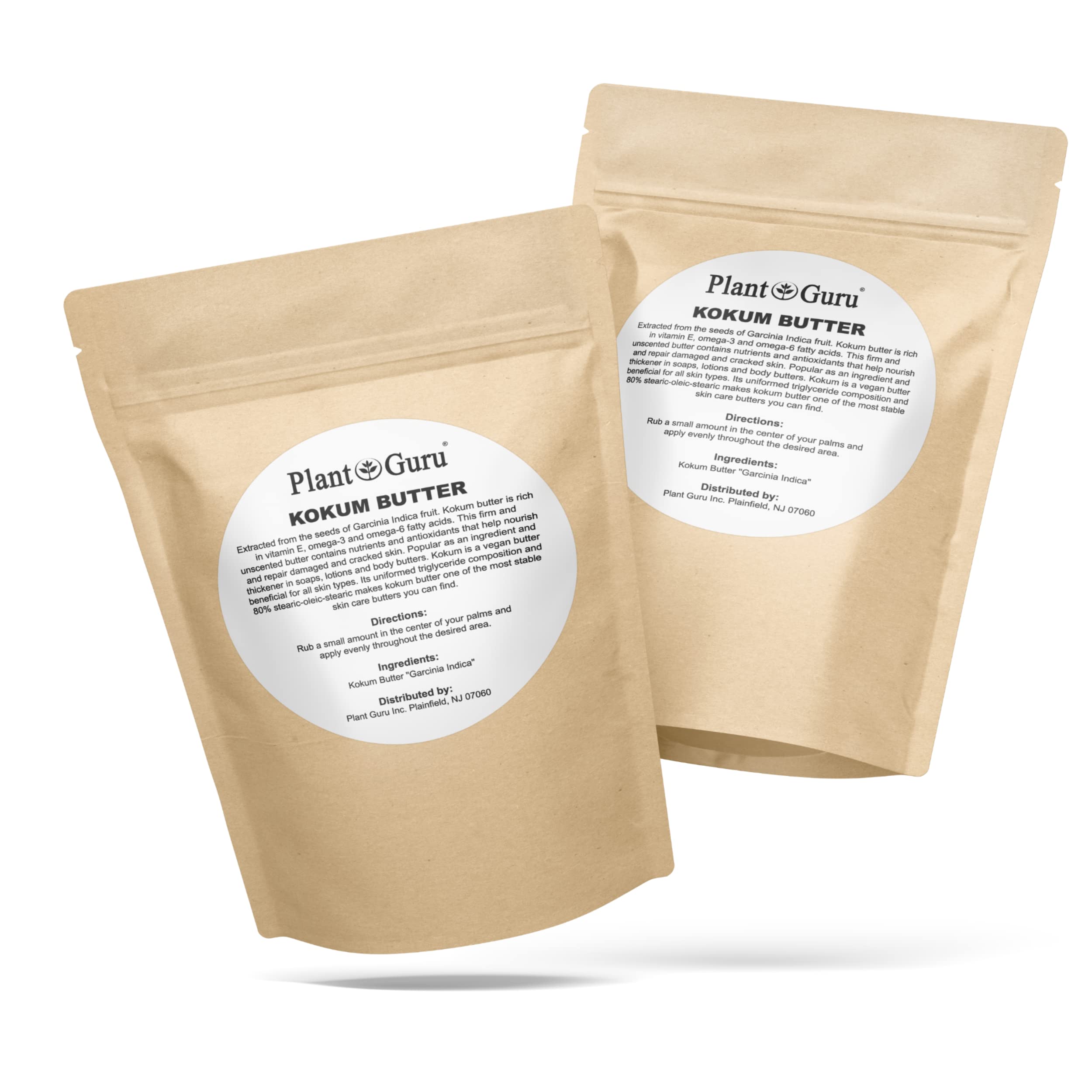 Raw Kokum Butter 1 lb. Bar 100% Pure Natural - Great for Skin, Body and Hair Moisturizer, DIY Creams, Balms, Lotions and Soap Making.