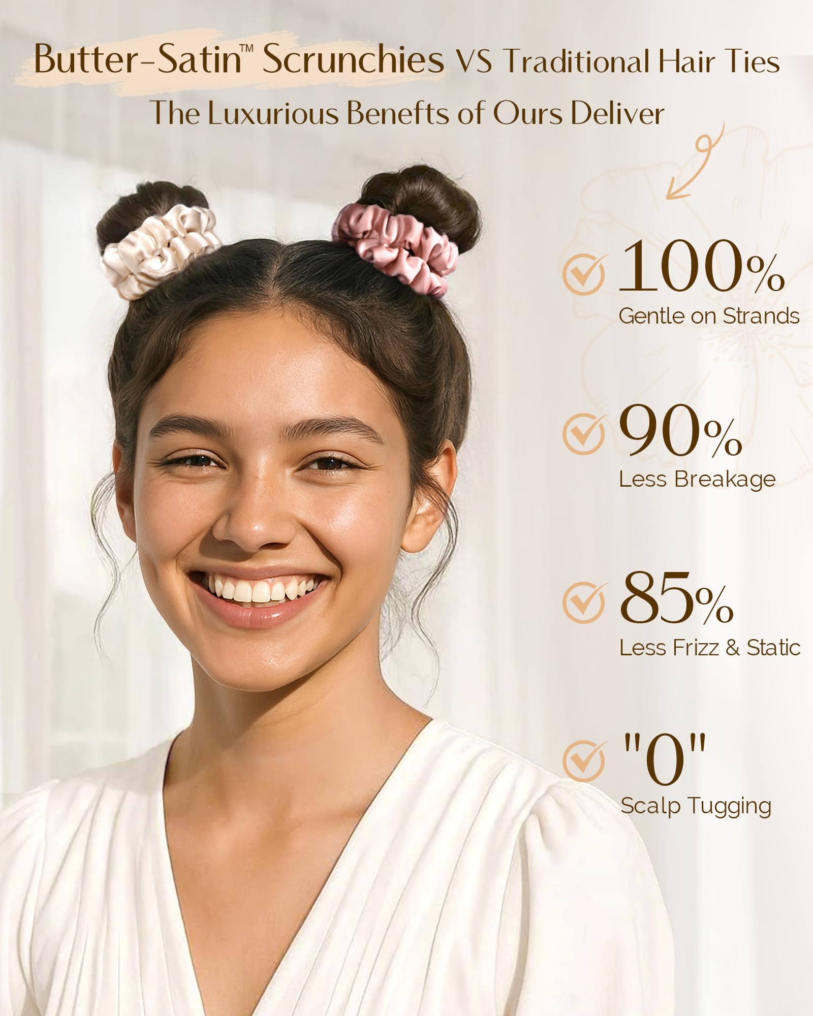 Yanibest 6 Pcs Silk Hair Ties - Satin Scrunchies for Women, Thin Hair Ties, Ponytail Holders Hair Care No Damage