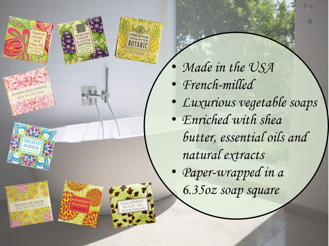 Greenwich Bay ORCHID JOJOBA Exfoliating Spa Soap, Enriched with Shea Butter, Cocoa Butter, Jojoba Oil and Botanical Scents, Individually Wrapped 6.35 oz (3 Pack)