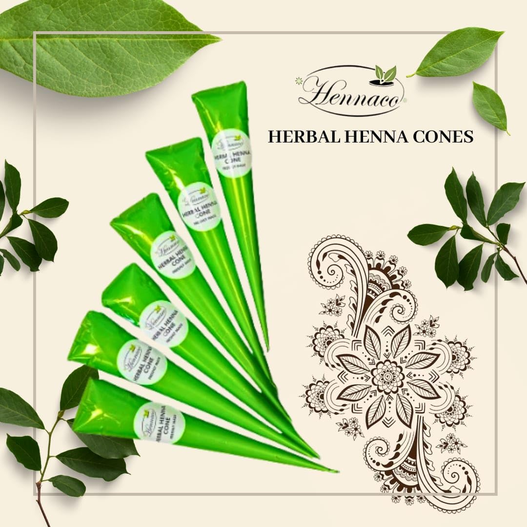 Hennaco Herbal Hair Coloring Cones - Natural & Pure Henna Dye for Hair (6 Pack)