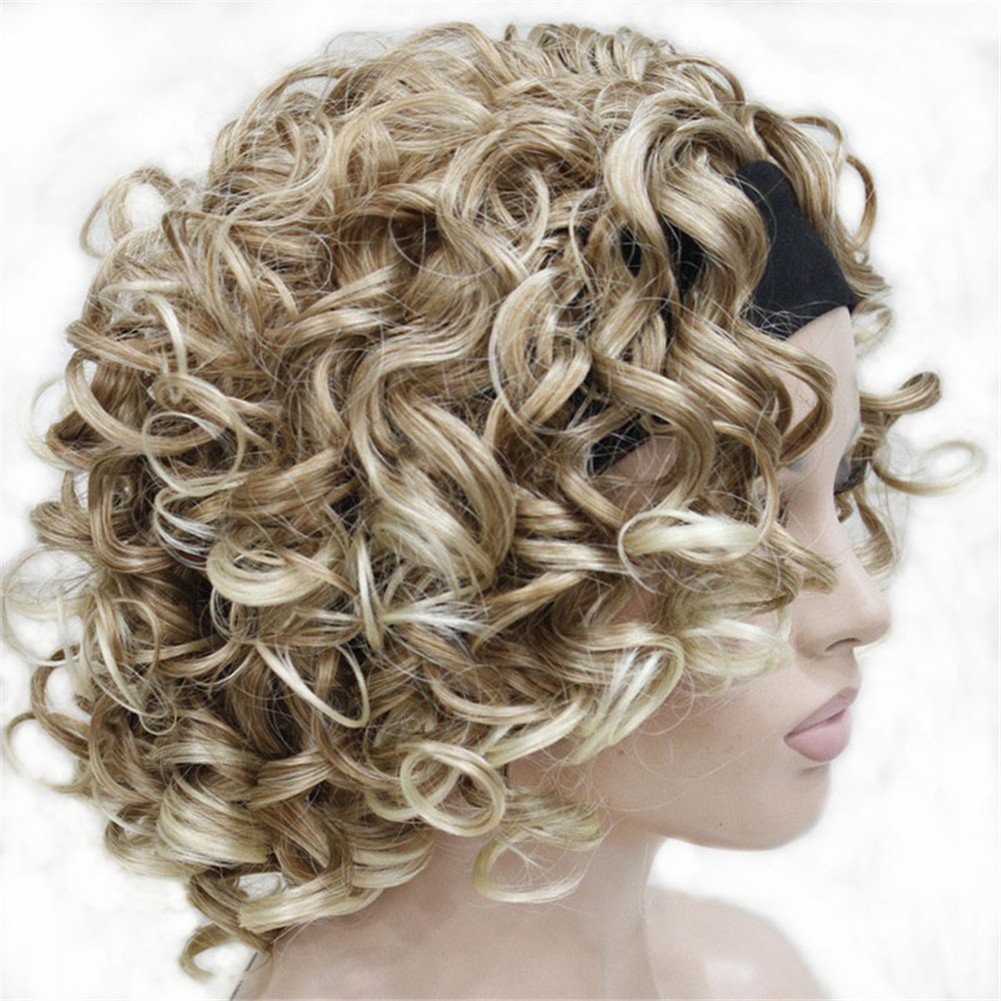 #27T613: Aimole Short Curly Wigs Women'S Wig 3/4 Half Head Wig With Black Headband(27T613)