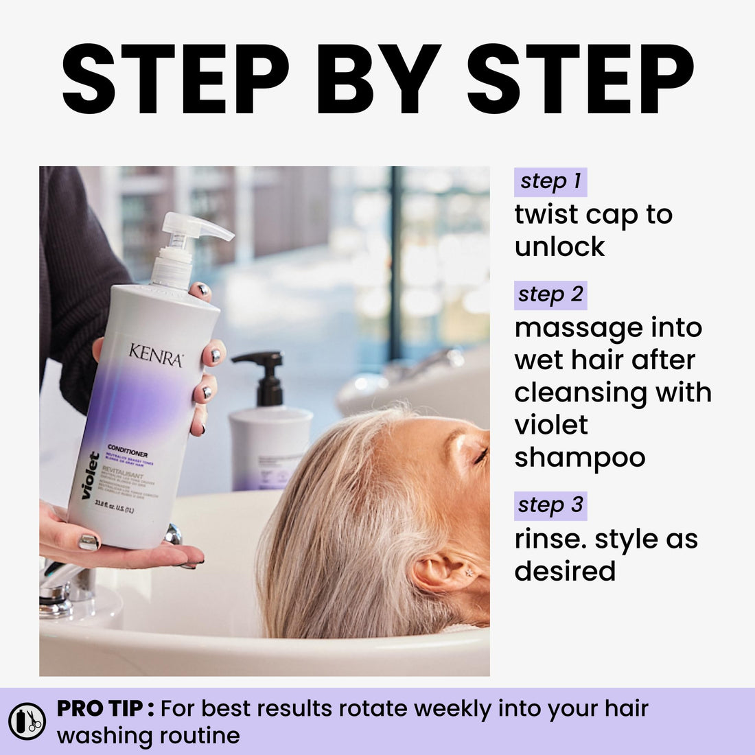 Kenra Violet Conditioner | Eliminates Brassy Tones | Purple Pigment + Deposit | Neutralizes Yellow | Moisturizes Processed Hair | Enhances Vibrancy of Blonde or Gray Hair | Color Safe