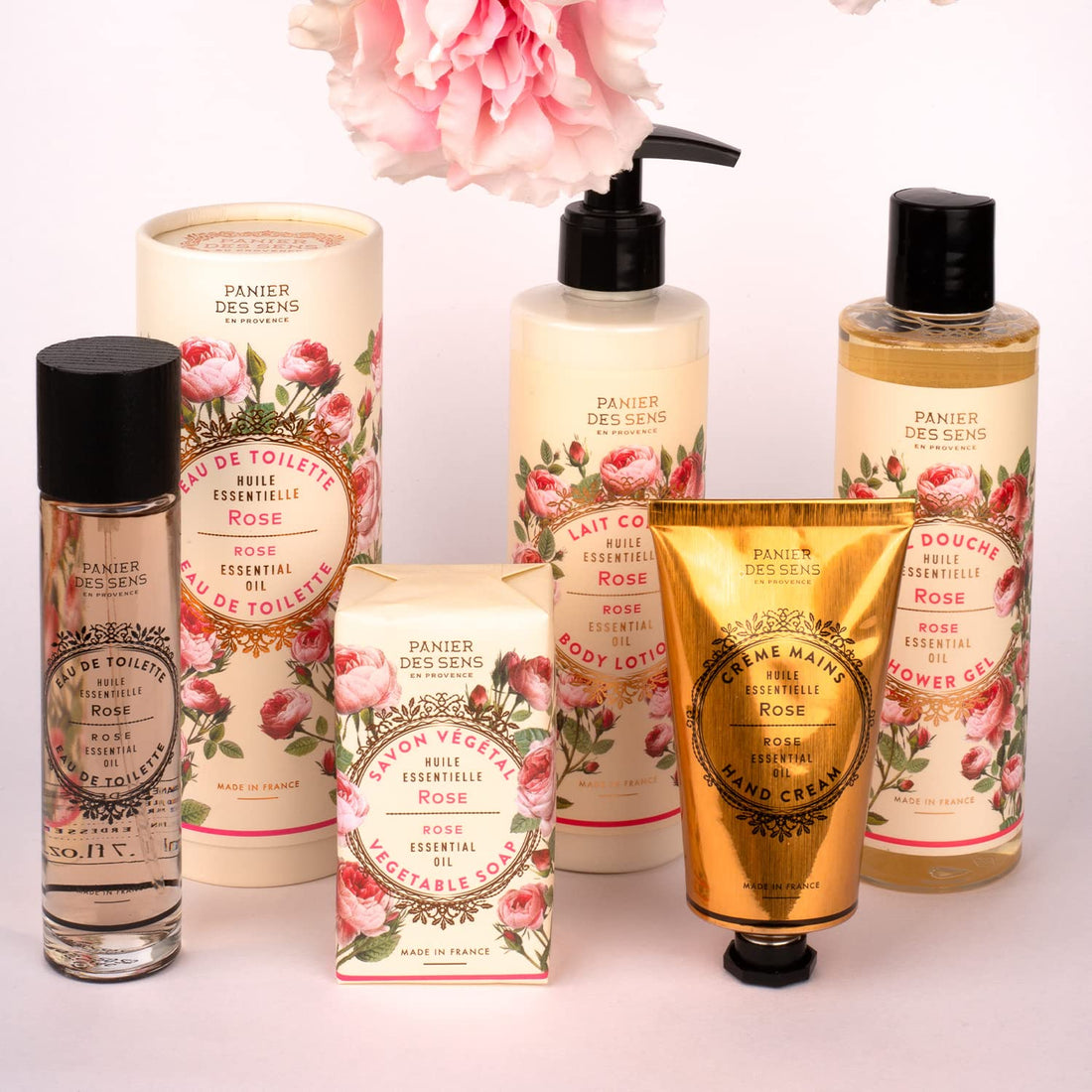 Panier des Sens – Rose Shower Gel - Foaming Body Wash Women & Men - Moisturizing Body Soap with Shea Oil - 96% Natural Ingredients Body Care - Vegan Liquid Body Wash - 8,45 floz