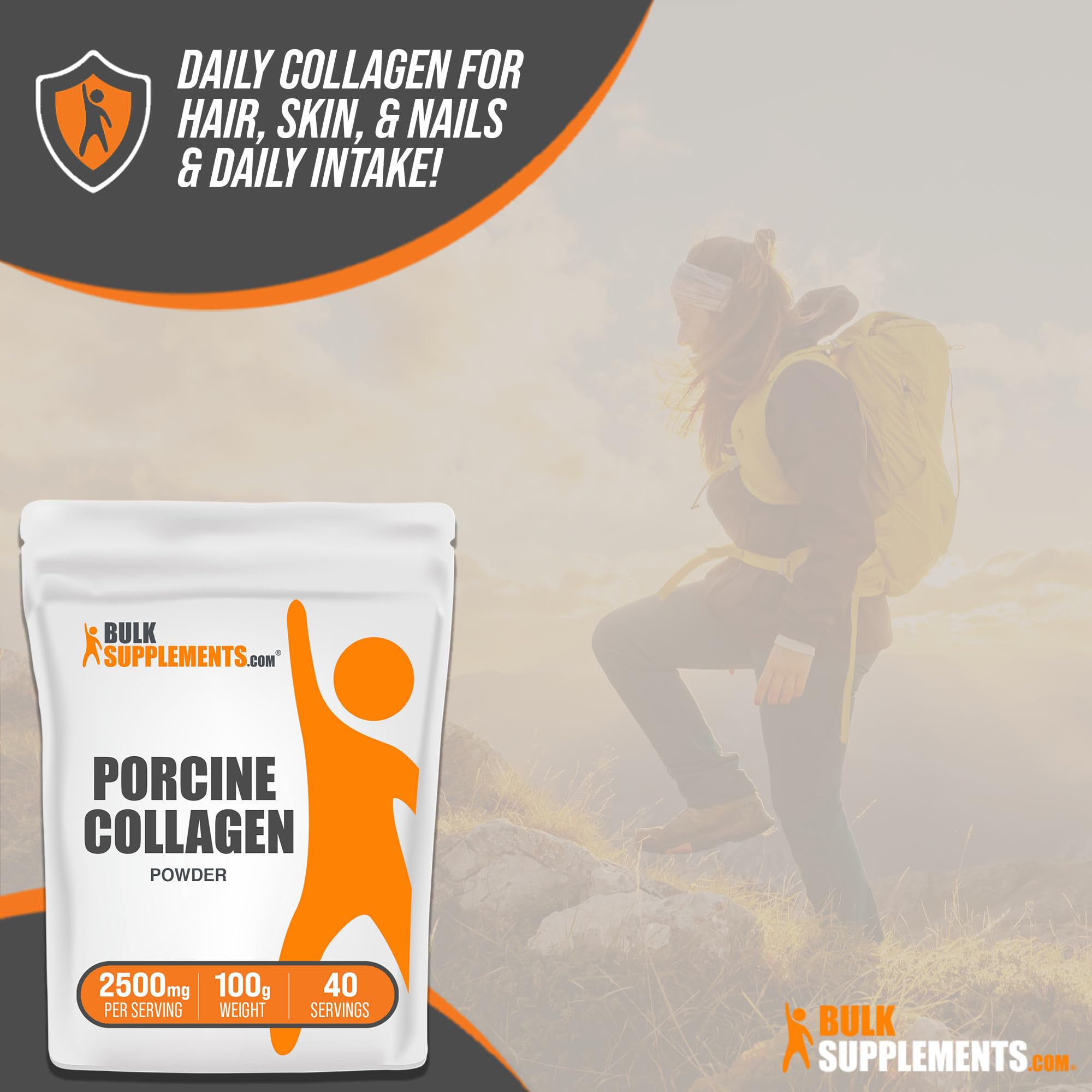 BulkSupplements.com Porcine Collagen Powder - Hydrolyzed Collagen Powder, Collagen Supplement, Collagen Protein Powder - Gluten Free, 2500mg per Serving, 100g (3.5 oz) (Pack of 1)