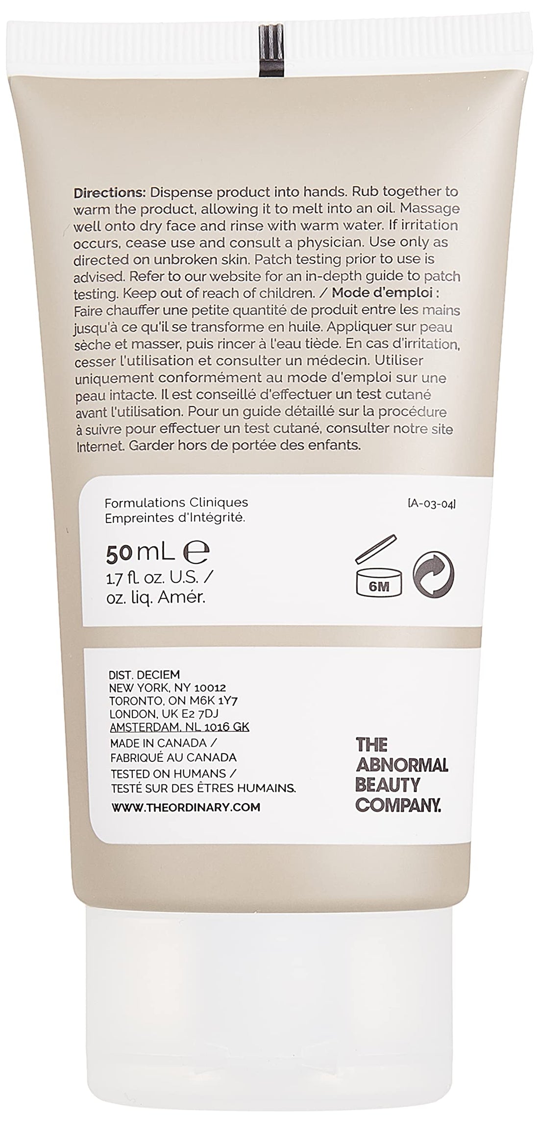 THE ORDINARY Squalane Cleanser, Hydrating Makeup Remover, Supports Moisture Barrier, 1.7 Ounce