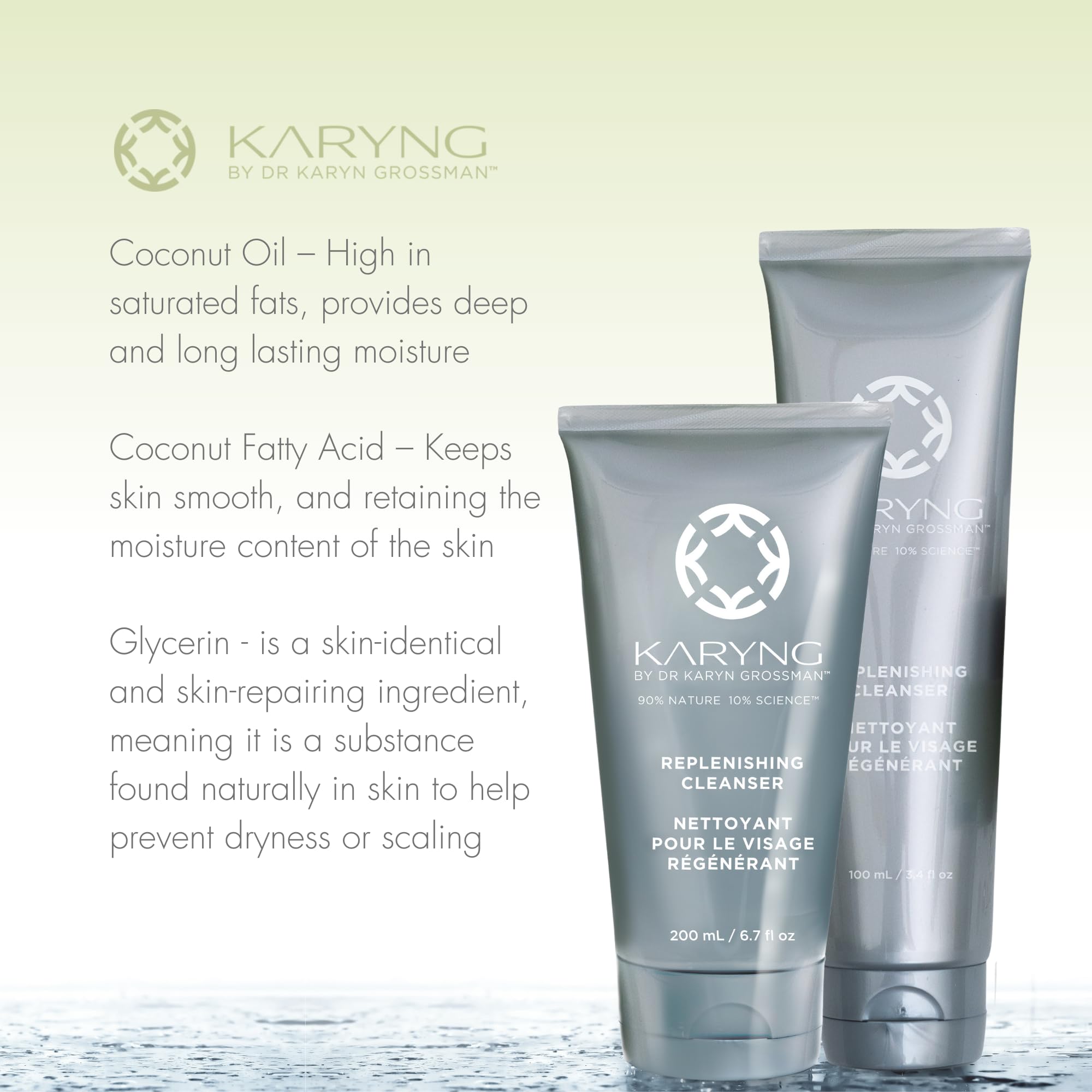 Replenishing Facial Cleanser For Women by KARYNG with Pro-Verte Technology & Coconut Oil for a Hydrating Face Cleanser with Essential Minerals, Vitamins, and Paraben Free - 3.4oz