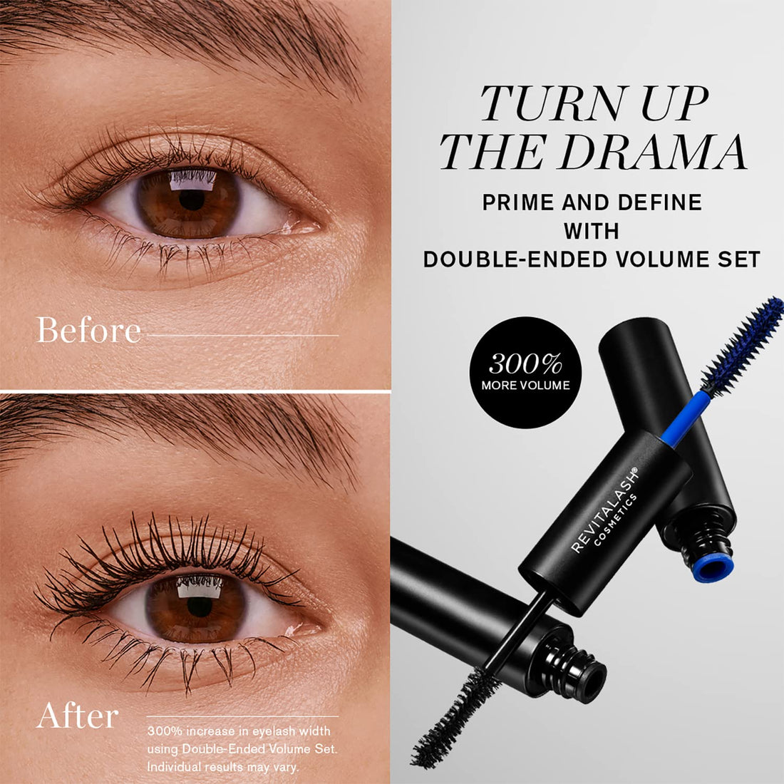 RevitaLash Cosmetics, Double-Ended Volume Set, Eyelash Primer & Mascara, Hypoallergenic & Cruelty Free