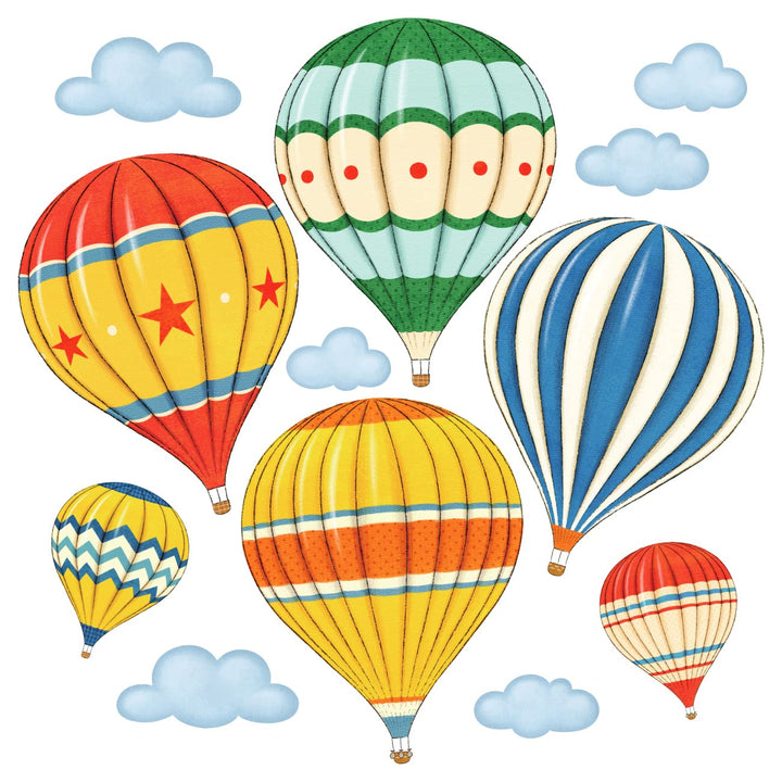 DECOWALL DS-8011 Colourful Hot Air Balloons Kids Wall Stickers Wall Decals Peel and Stick Removable Wall Stickers for Kids Nursery Bedroom Living Room (Small) dcor