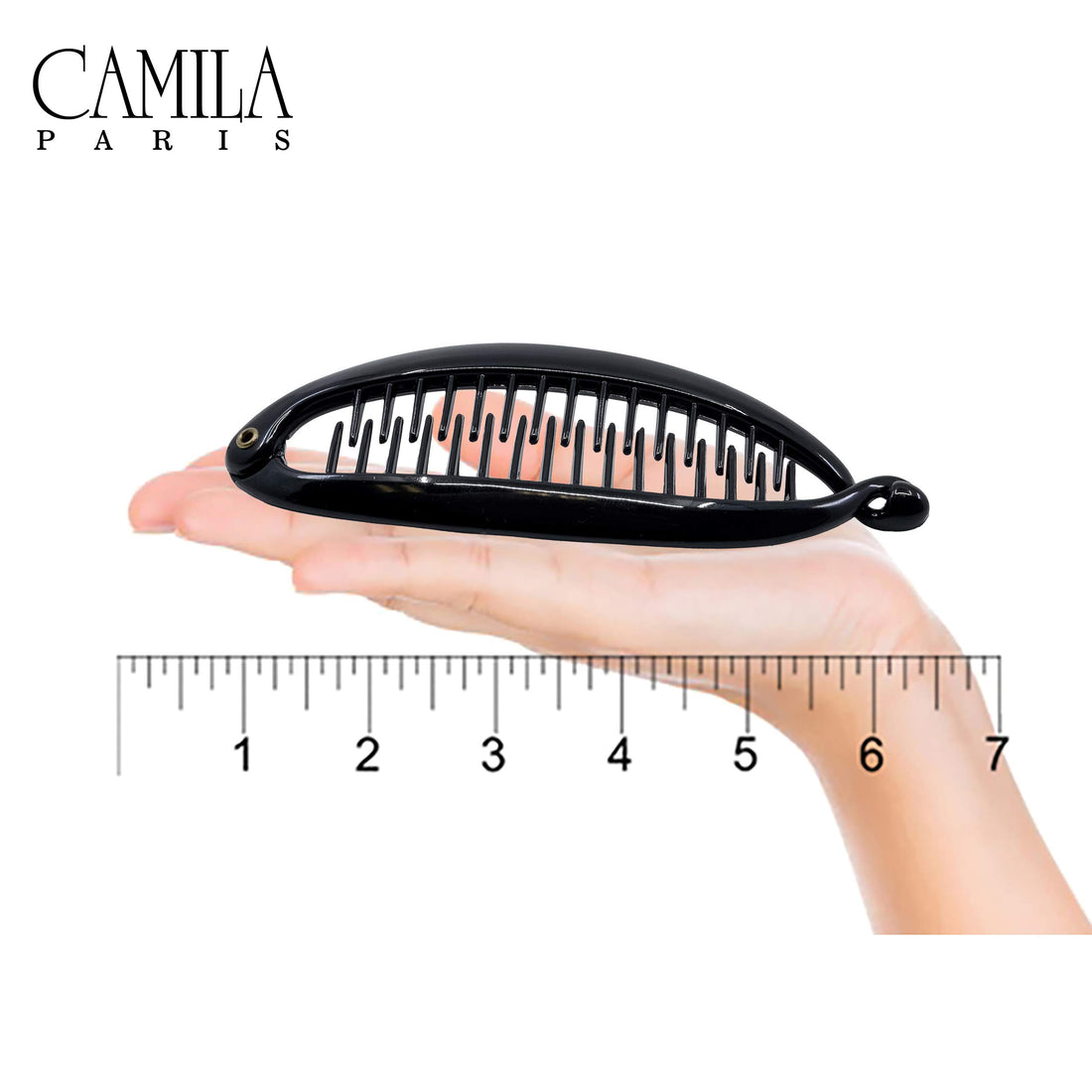 Camila Paris NV136 5.5 inch French Banana Clip Hair Comb Classic Girls Updo Flexible Ponytail Holder Interlocking Banana Combs, Fashion Durable Styling Hair Accessories for Women, Made in France