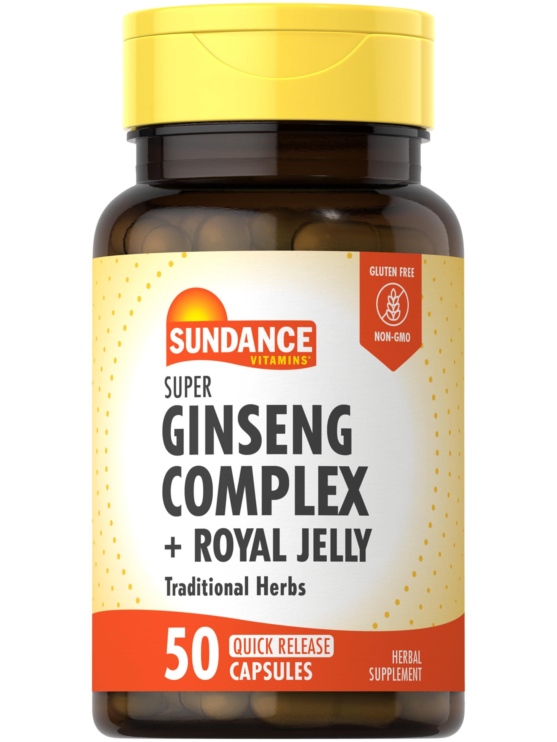 Sundance Super Ginseng Complex | with Royal Jelly | 50 Quick Release Capsules | Non-GMO and Gluten Free Traditional Herb Supplement