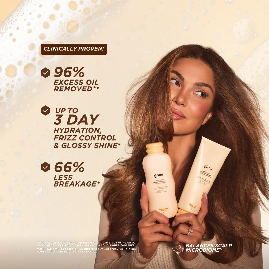 Gisou Honey Gloss Ceramide Therapy Hydrating Shampoo – Deeply Cleanses & Restores Moisture, Ceramides & AHAs, 8.5 Fl Oz (Wildflower Honey)