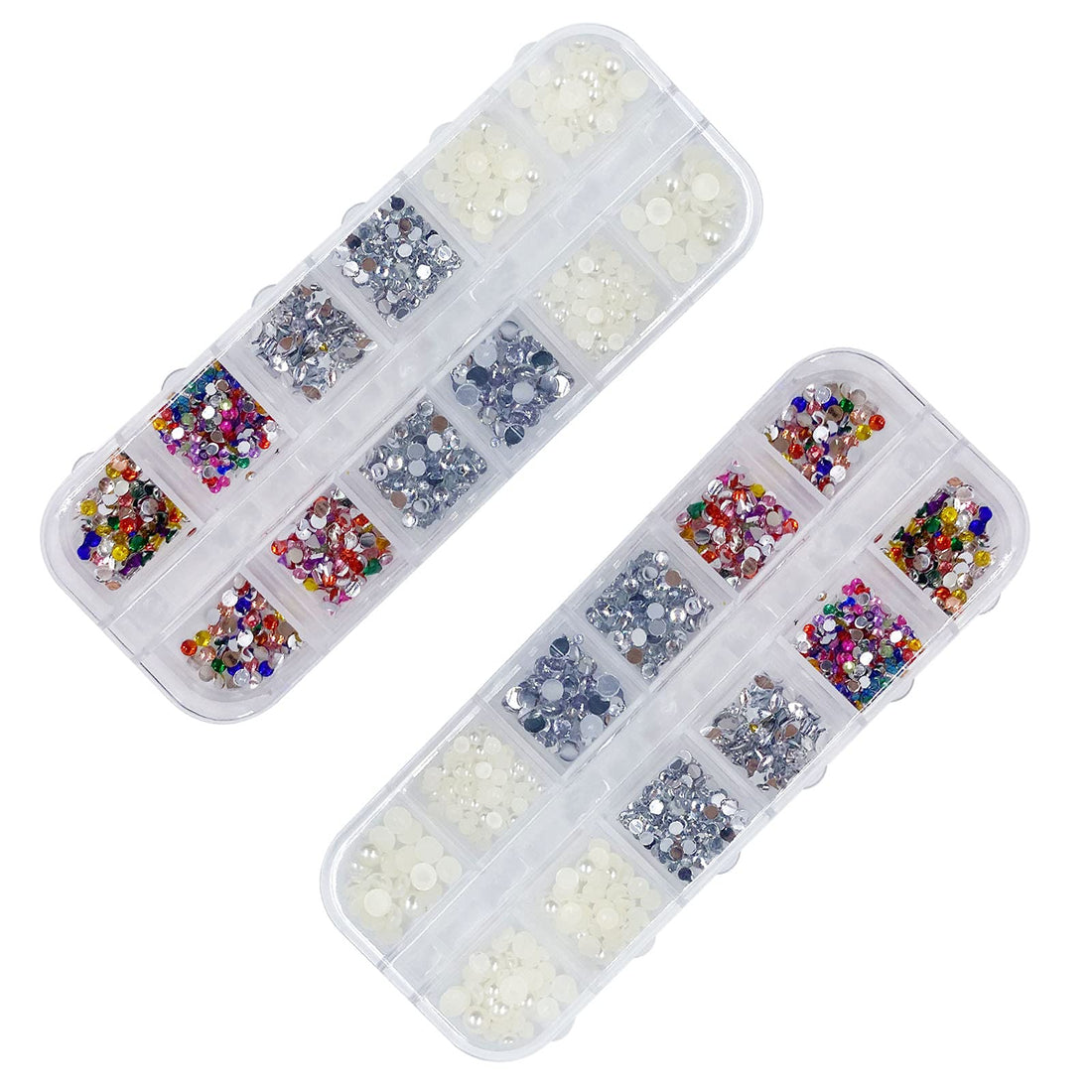 4 Boxes Grids Nail Art Rhinestones Crystals Flat Back Gemstones Variety Nail Art Rhinestones