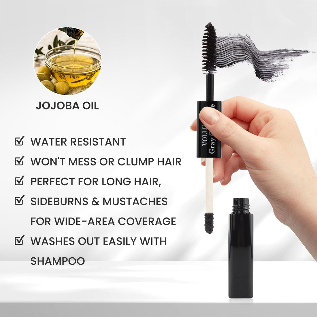 Root Touch Up Stick, Instant Gray Hair Cover Concealer, 2-In-1 Double Head Hair Color Finishing Stick, Hair Mascara Brush for Eyebrow& Beard (Light Brown, 0.23 Fl oz)