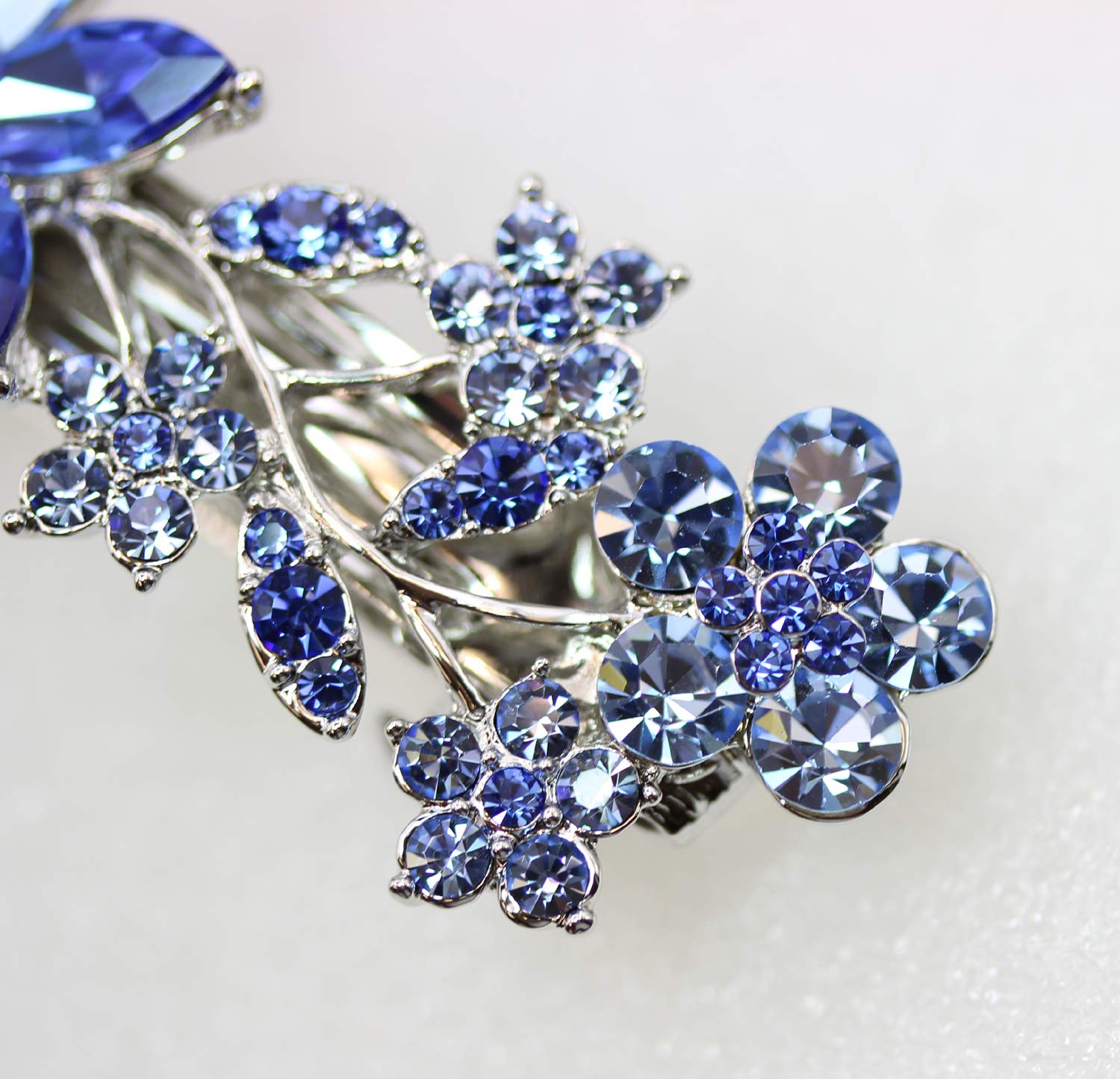 Faship Gorgeous Blue Crystal Floral Hair Barrette