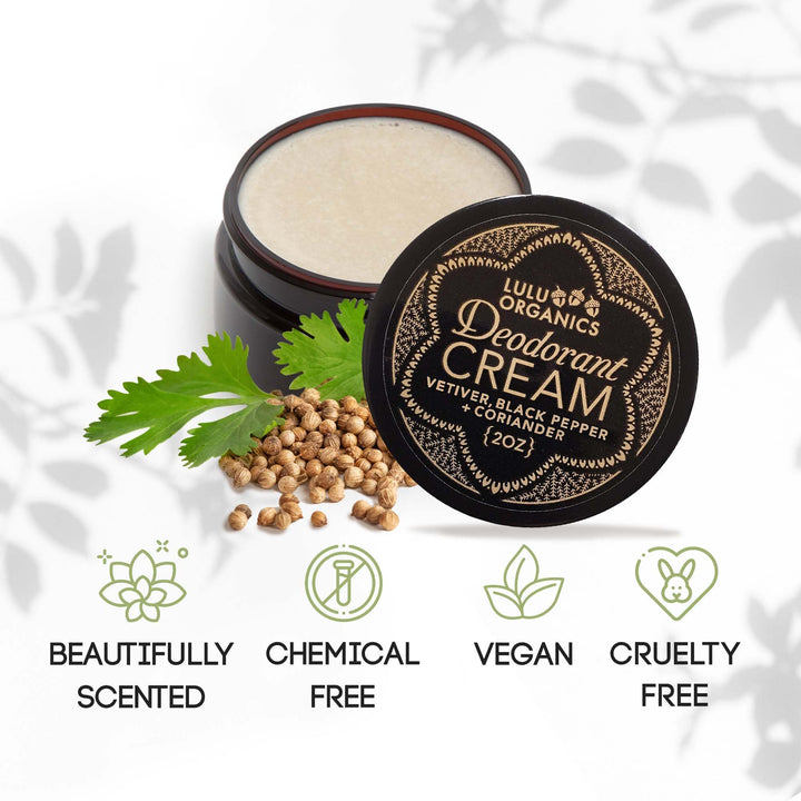 Deodorant Cream Vetiver, Black Pepper & Coriander 2 oz by Lulu Organics by Lulu Organics