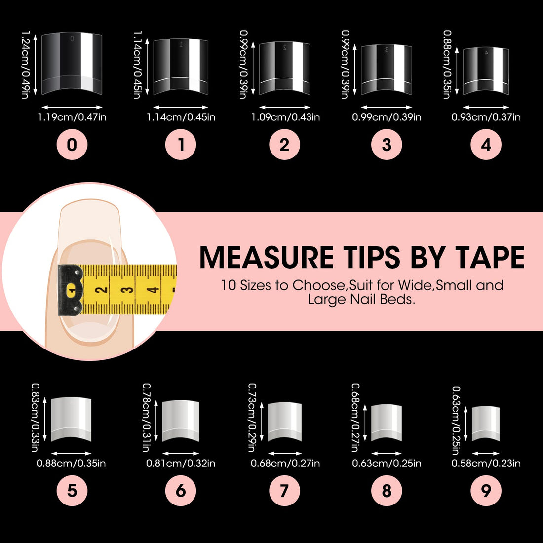 Buqikma Short Nail Tips - 1000PCS Nail Tips Short French Style Square Tips for Acrylic Nails Half Cover with Case for Nail Salon