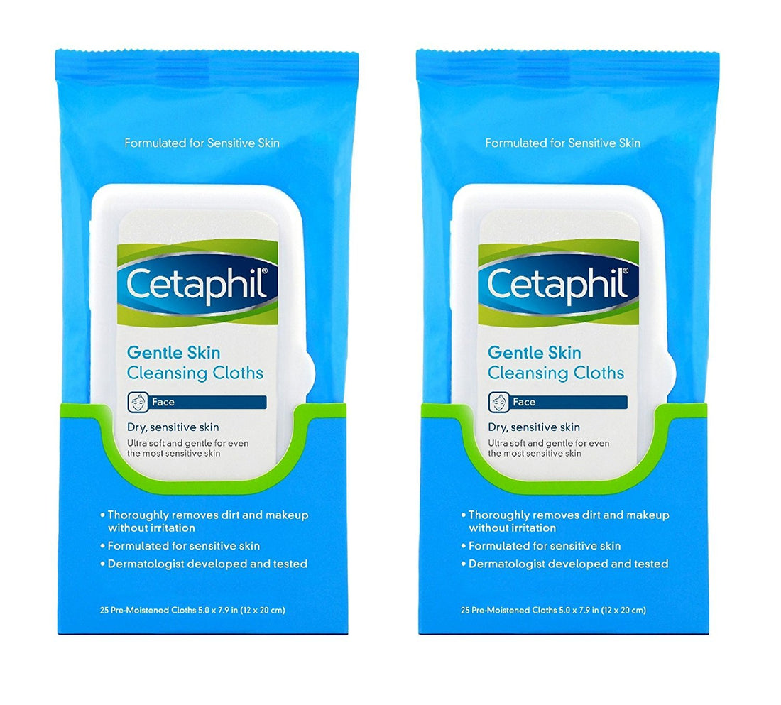 Cetaphil Gentle Skin Cleansing Cloths, TWO Packs of 25 sheets