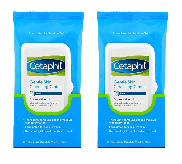 Cetaphil Gentle Skin Cleansing Cloths, TWO Packs of 25 sheets