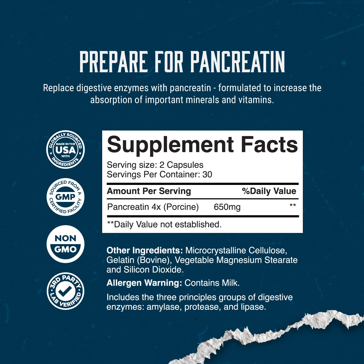 Gut Health Digestive Enzyme Supplements - Pure Digestive Enzymes for Digestion Constipation Relief - Pancreatin Digestive Enzymes for Digestive Health