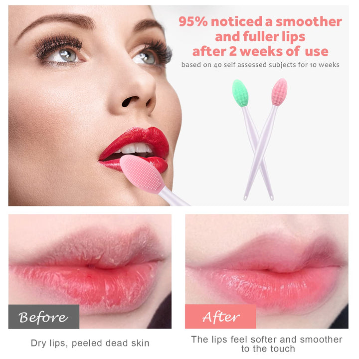Lip Scrub Brush Lip Brush Tool,Double-Sided Silicone Exfoliating Lip Brush,Gentle Lip Exfoliator Scrubber Brush for Smooth,Soft,Bright,and Healthy Lips(3 PCS) 3 Colors