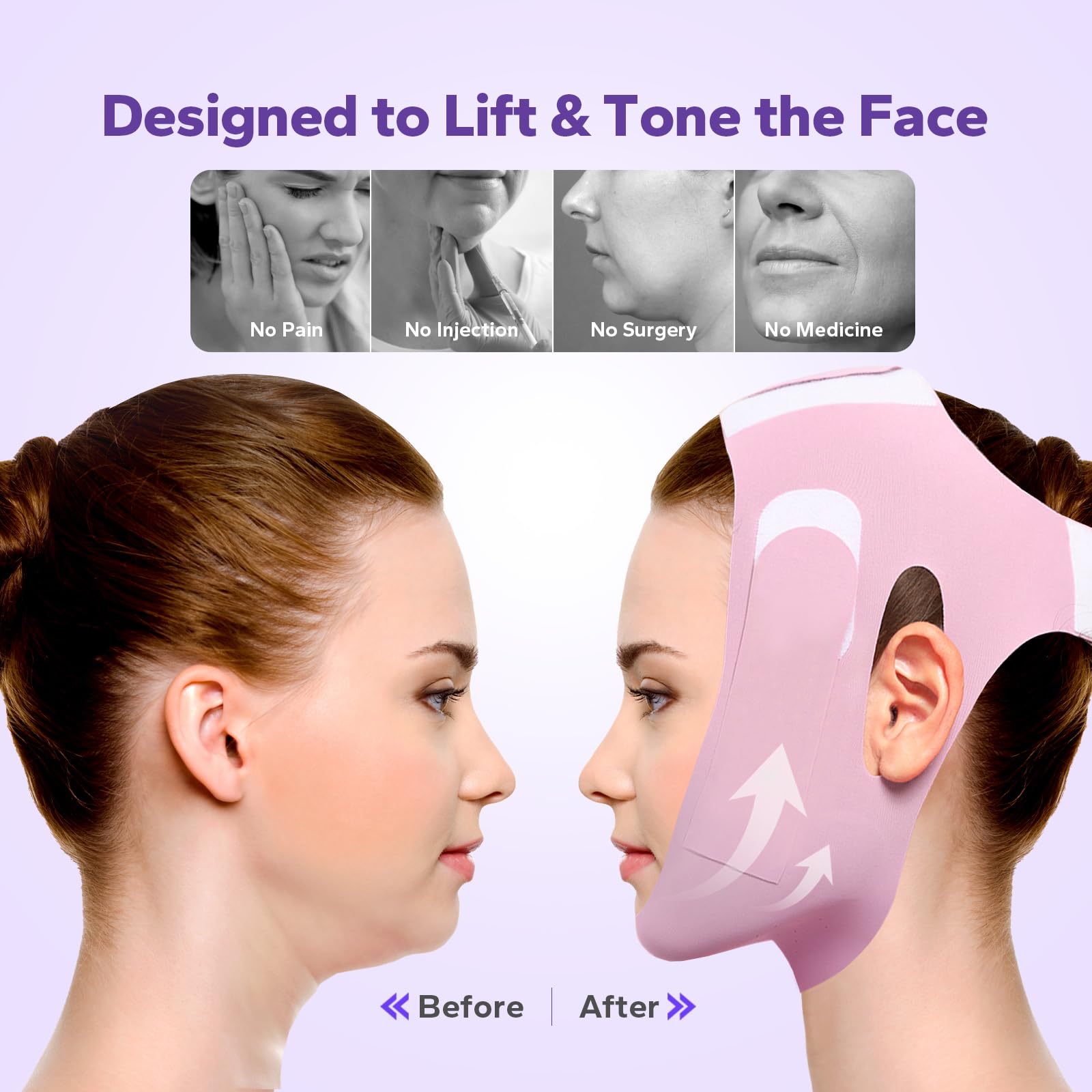 FairyFace V-Line Lifting Chinstrap, V-Line Mask, Chinstrap for Sleeping, Reusable Face Strap, Chin Up Patch, V-Shaped Belt, Shaped Face Mask for Sagging