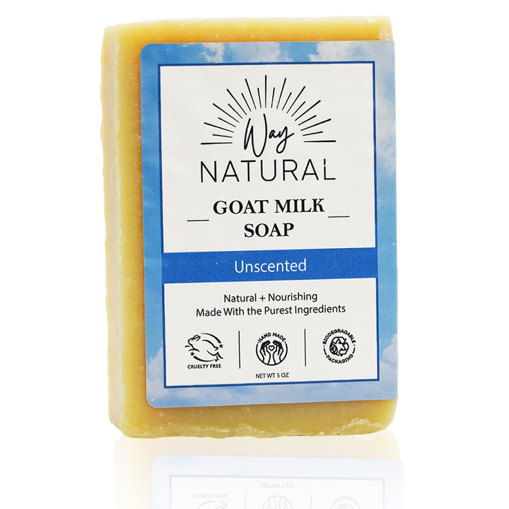 Way Natural Goat Milk Soap Bar - Unscented Bar Soap for Men, Women & Kids - Natural, Handmade w/Real Milk - Dry, Sensitive Skin, Hands/Body - Premium, Gentle, No Dyes - (1, Large, 5oz)