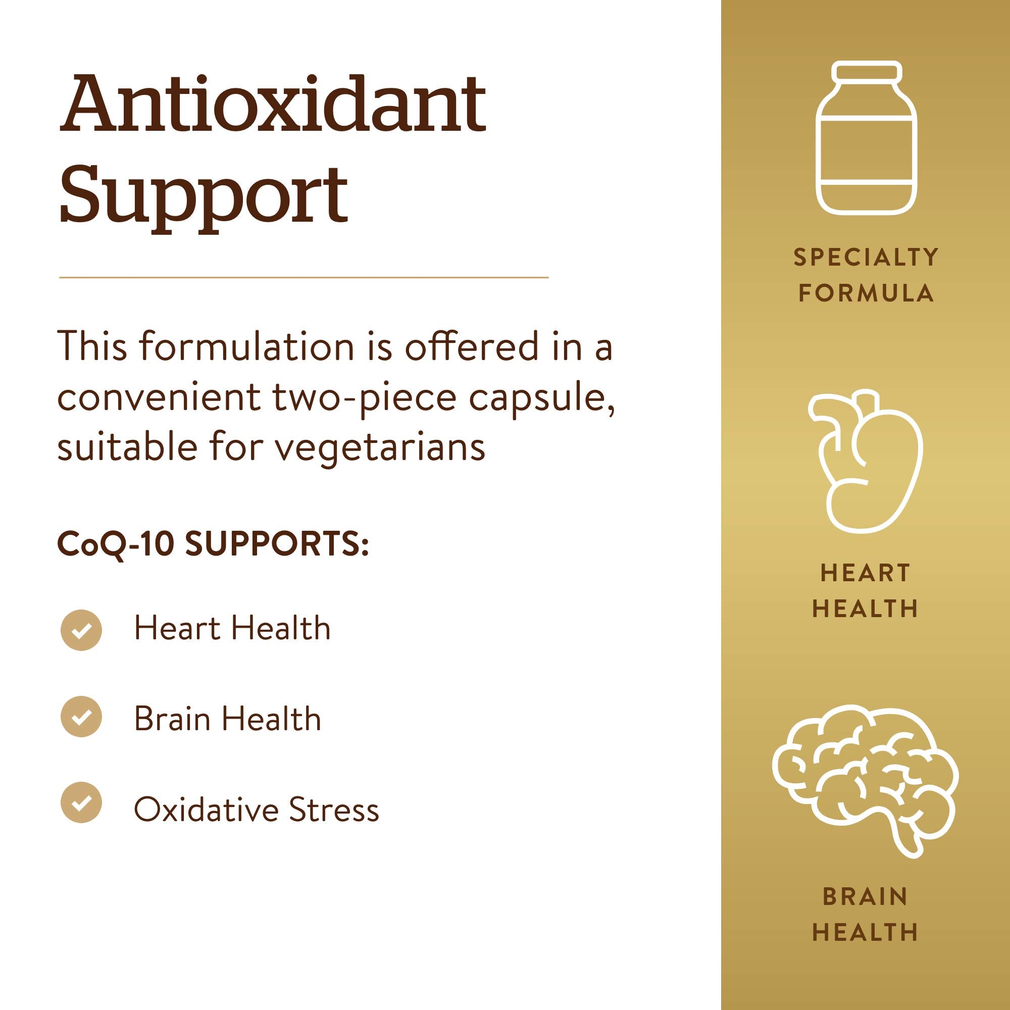 Solgar Vegetarian CoQ-10 200 mg, 30 Vegetable Capsules - Heart Healthy, Protective Antioxidant - Coenzyme Q10 (CoQ-10) Supplement - Vegan, Gluten Free, Dairy Free, Kosher - 30 Servings