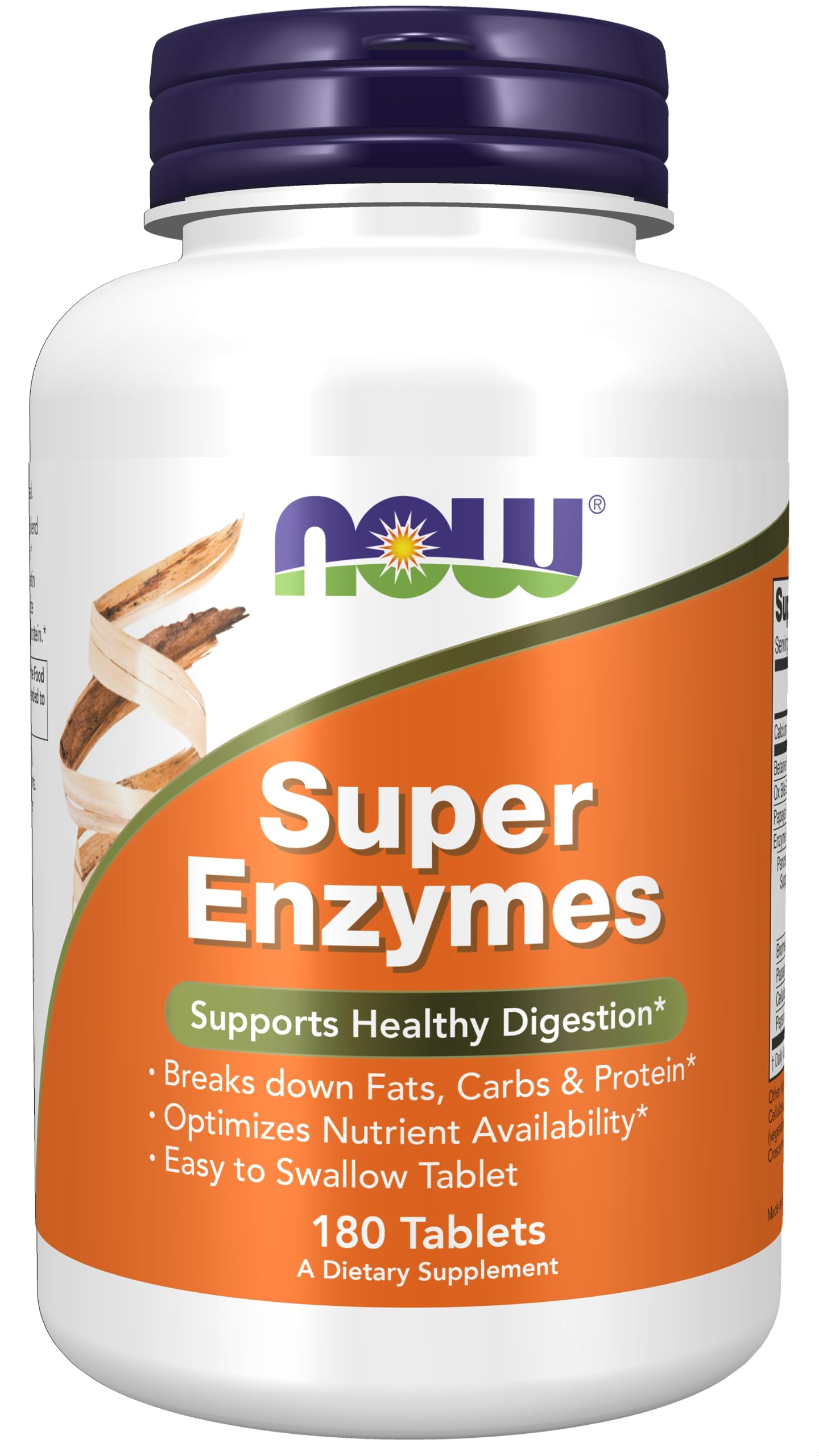 NOW Foods Supplements, Super Enzymes, Formulated with Bromelain, Ox Bile, Pancreatin and Papain, 180 Tablets