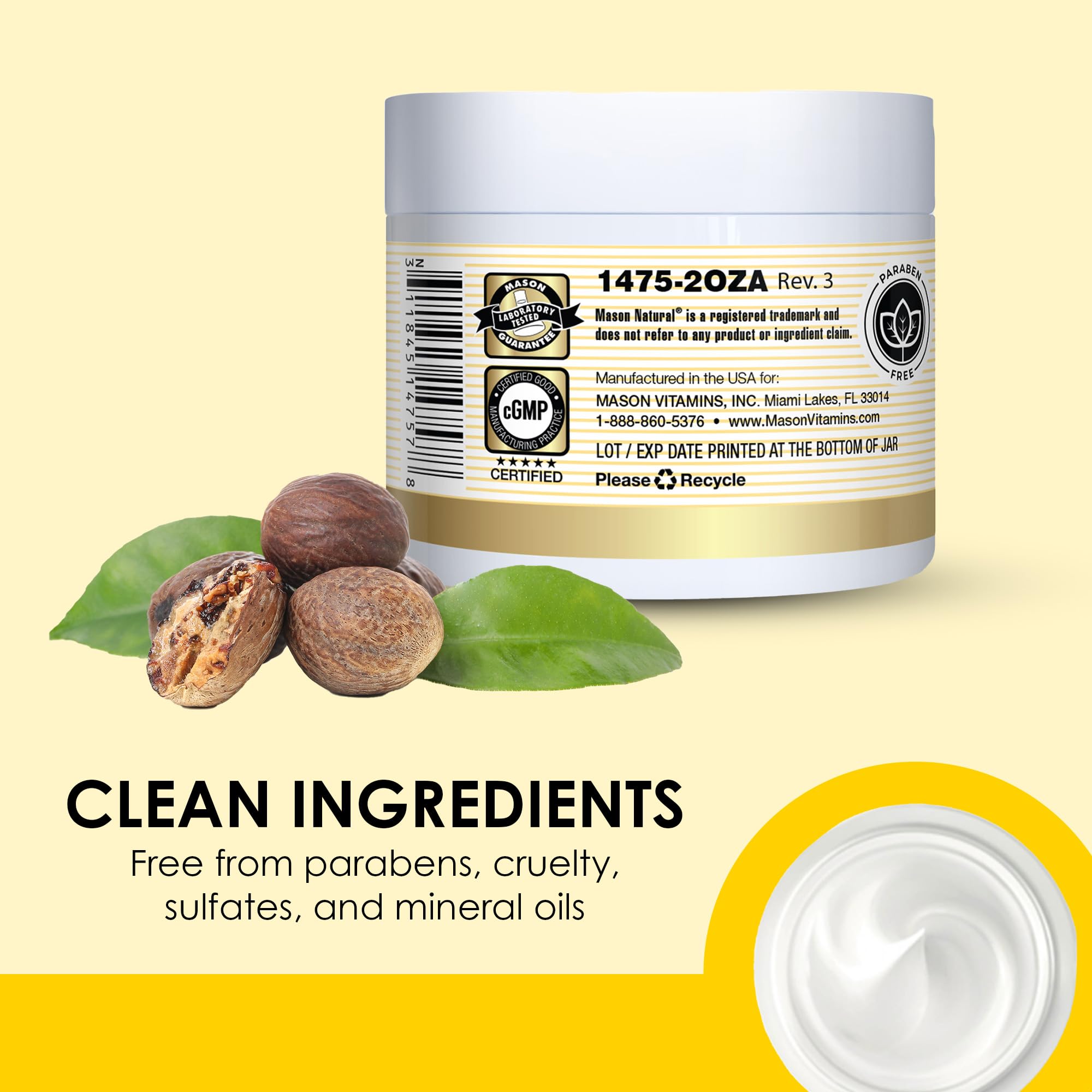 Mason Natural, Collagen Beauty Cream, Pear Scent, 2 Ounce Jar (Pack of 3), 100% Pure Collagen Anti-Aging Moisturizer, Promote Elasticity and Strength in Skin