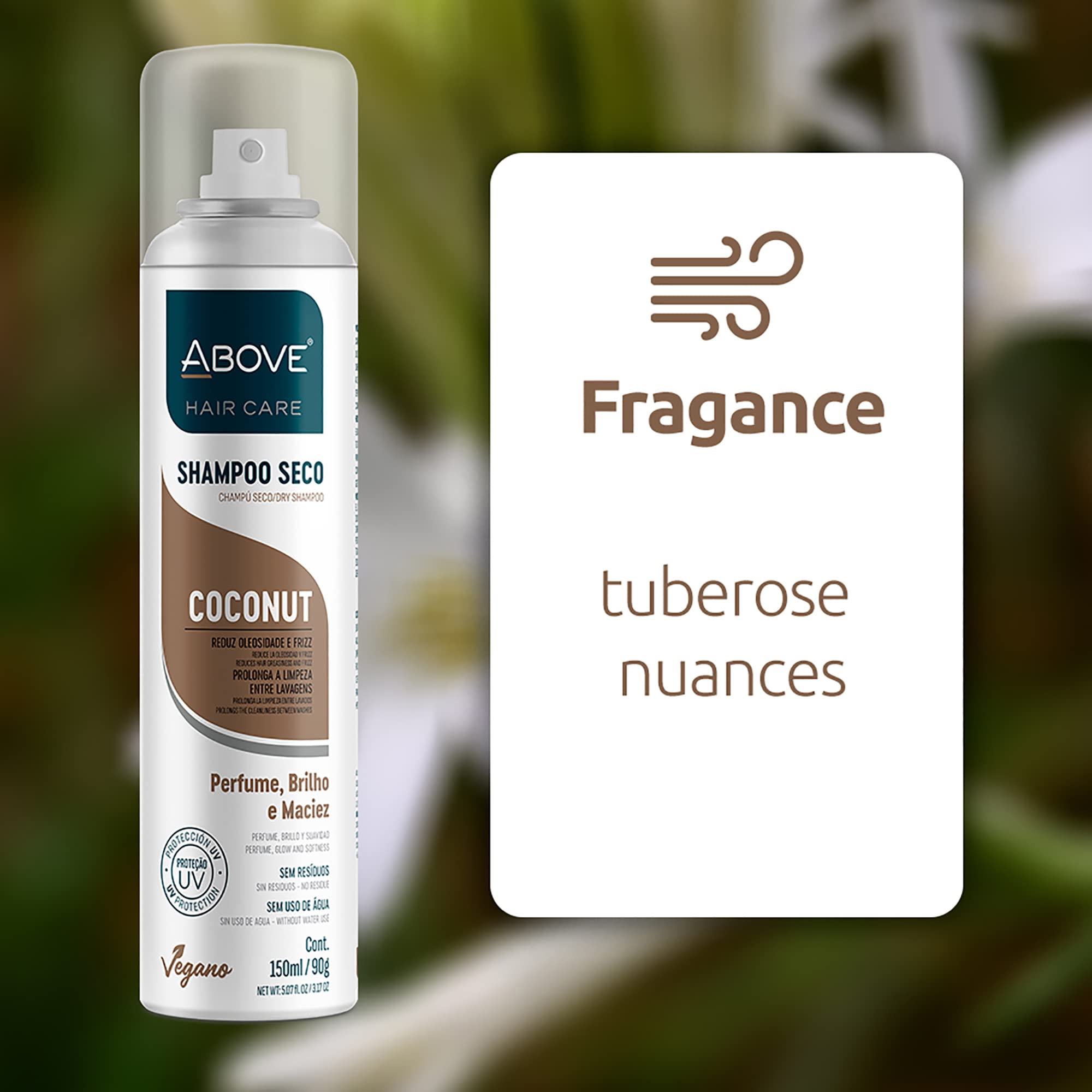 ABOVE Dry Shampoo, Coconut, 3.17 oz - Volumizing Shampoo - Absorbs Excess Oil - With Vanilla and Coconut Notes - Paraben and Benzene Free