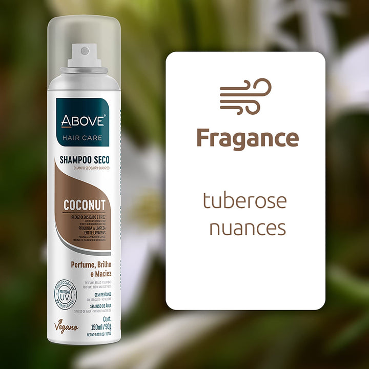 ABOVE Dry Shampoo, Coconut, 3.17 oz - Volumizing Shampoo - Absorbs Excess Oil - With Vanilla and Coconut Notes - Paraben and Benzene Free