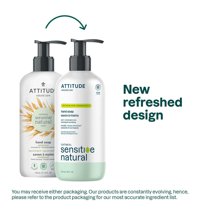 ATTITUDE Liquid Hand Soap for Sensitive Skin Nourishing (Dermatologist teste/Hypoallergenic/EWG Verified/Vegan/Cruelty free), Avocado Oil, 16 Fl Oz (60413)