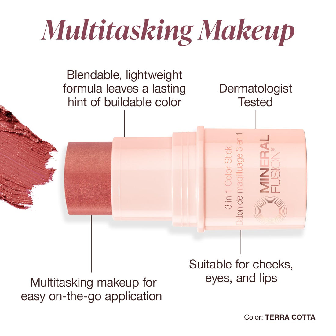 Mineral Fusion 3-in-1 Color Stick, Terra Cotta, .18 Ounce