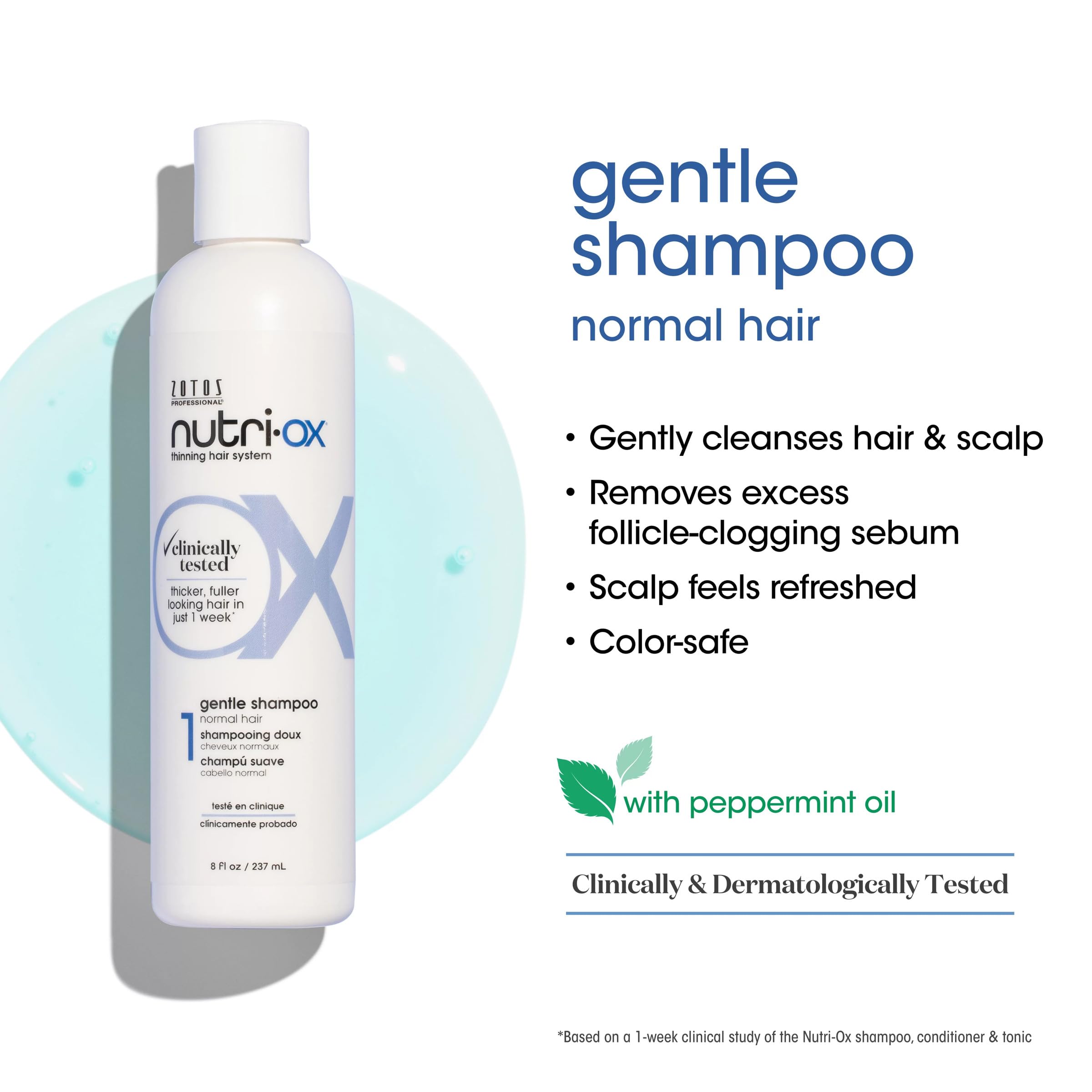 NUTRI-OX Starter Kit for Thinning Hair | Thicker, Fuller-Looking Hair | Peppermint | Clinically & Dermatologically Tested | 30 Day Supply