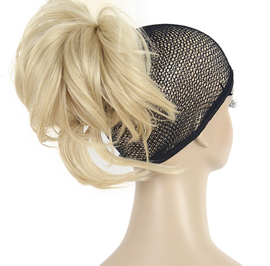 #26 Bright Golden Blonde : Lydell Adjustable Messy Style Ponytail Hair Extension Synthetic Hair-Piece with Jaw Claw (#26 Bright Golden Blonde)
