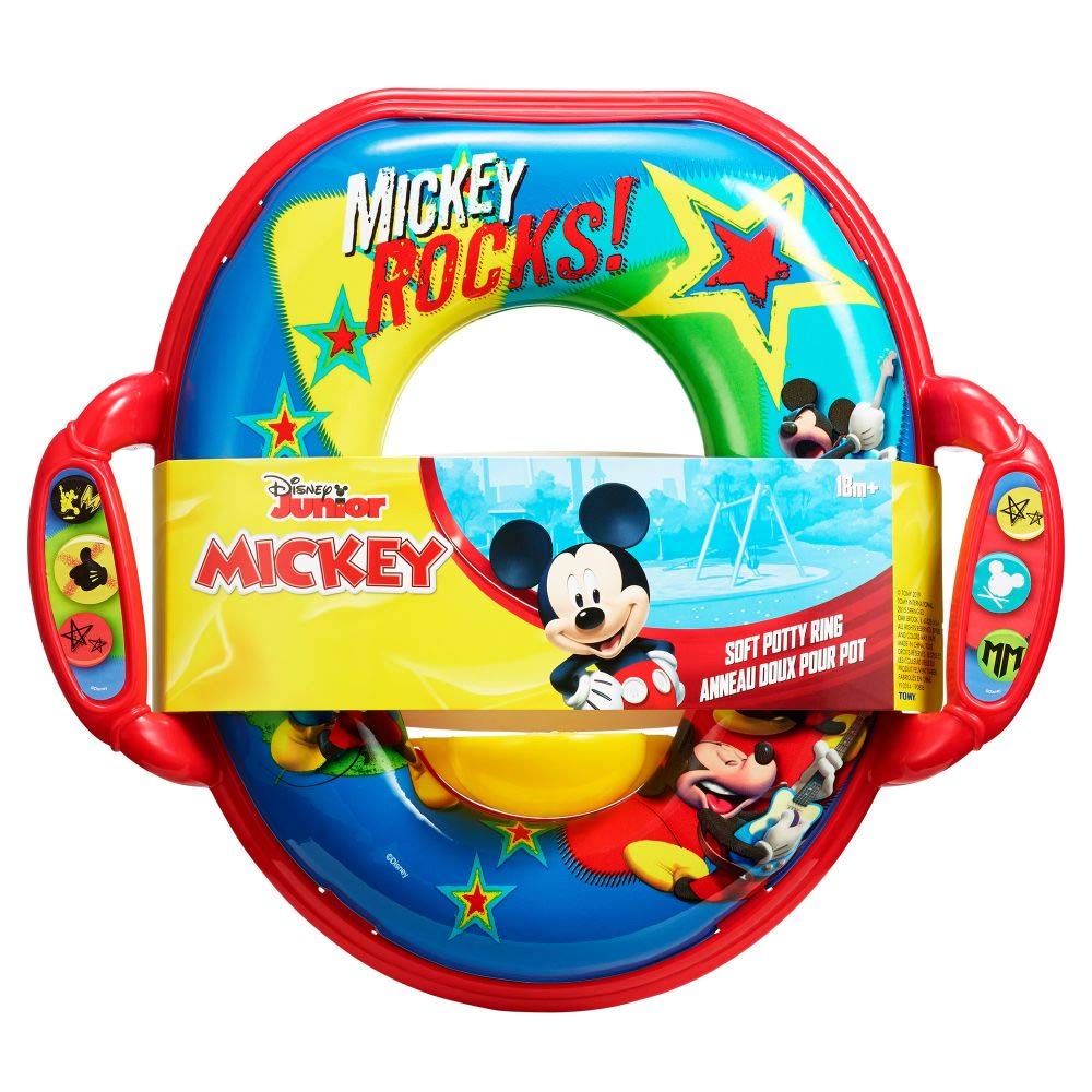 The First Years Disney Mickey Mouse Soft Potty Seat - Cushioned Toddler Toilet Seat Attachment - Toddler Potty Training Toilet Seat with Handles - Ages 18 Months and Up