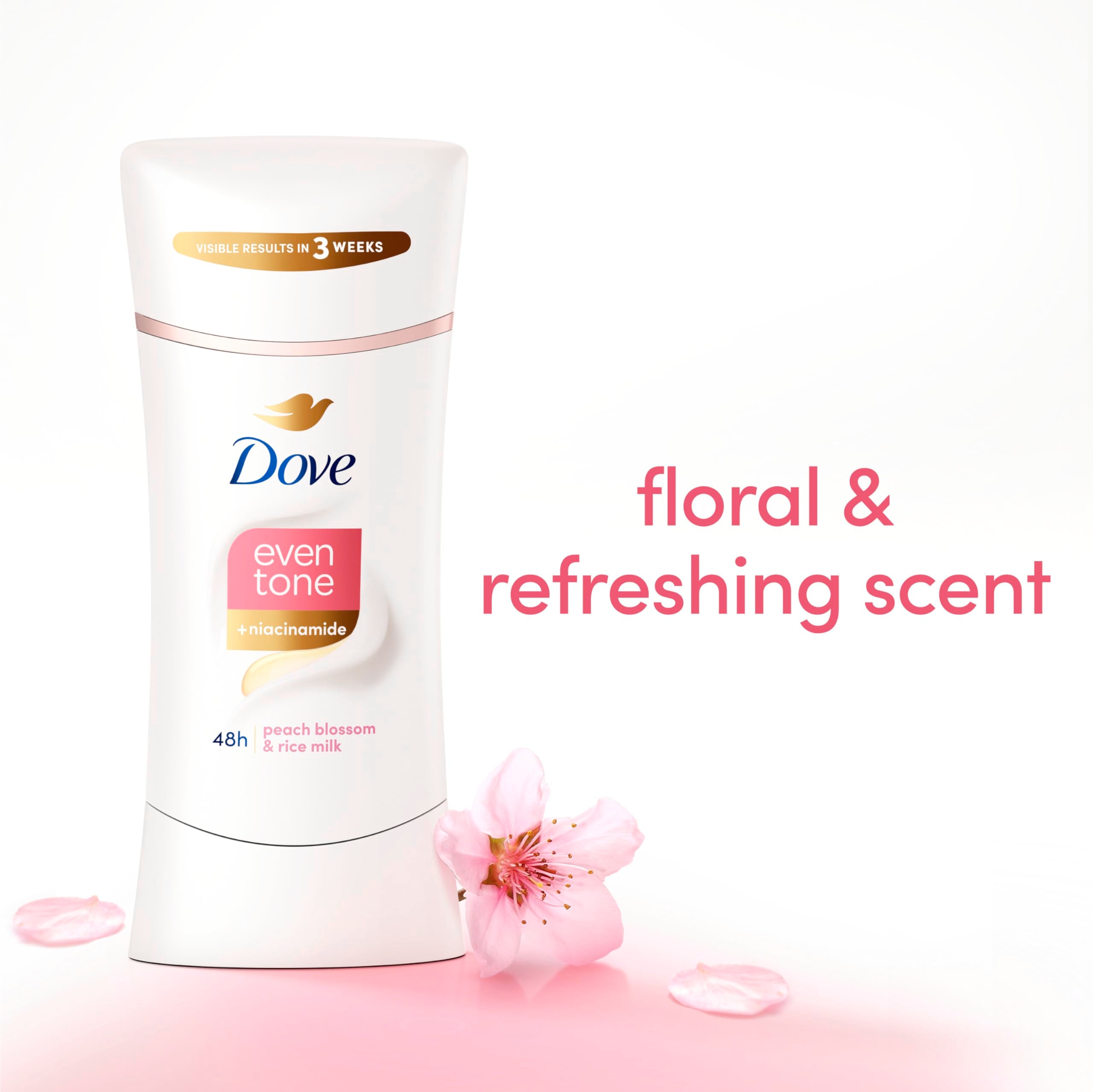 Dove Even Tone Antiperspirant Deodorant for Uneven Skin Tone Rejuvenating Blossom Sweat Block for All-Day Fresh Feeling, 2.6 oz, Pack of 3