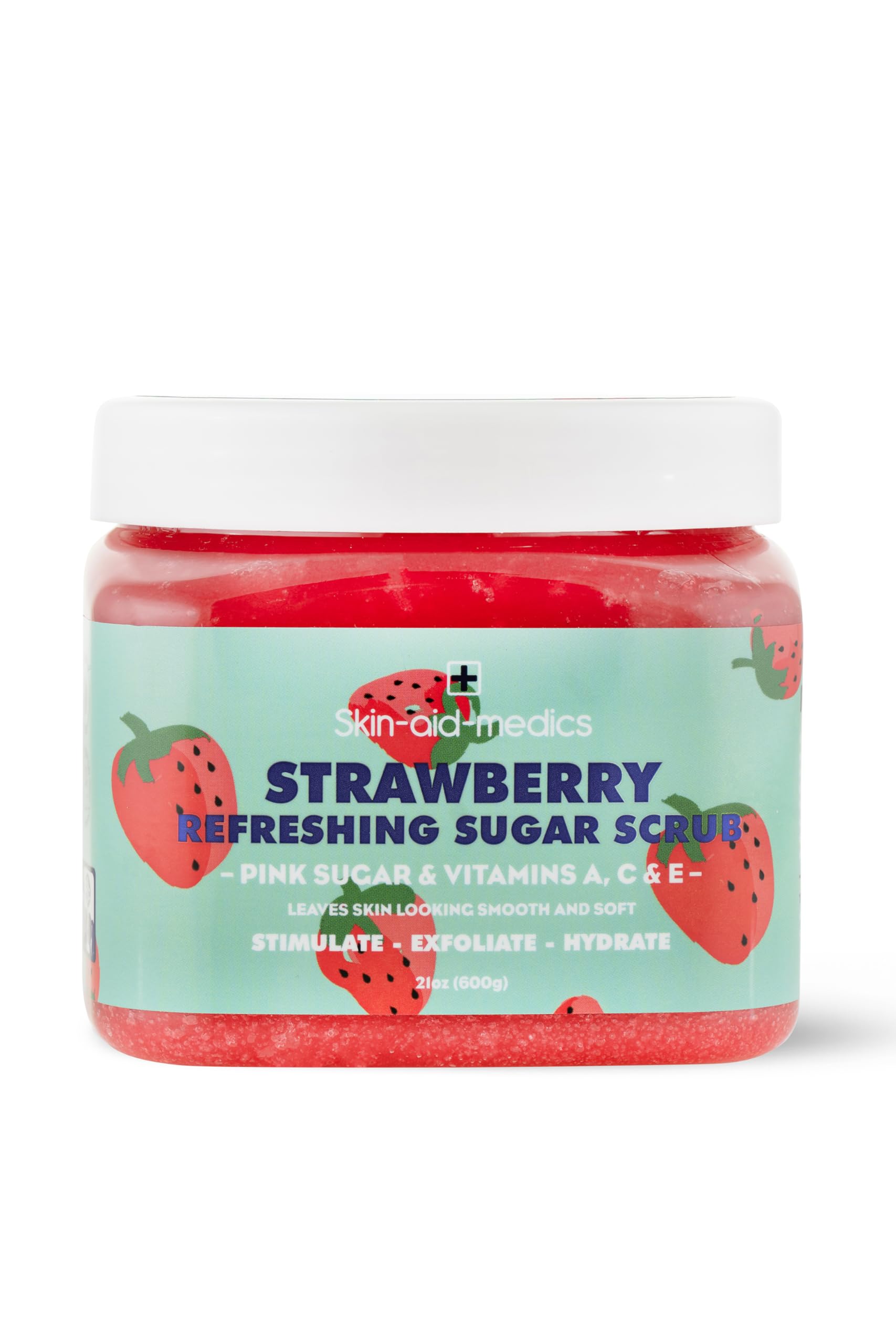 Skin-Aid-Medics Strawberry Refreshing Sugar Scrub with Vitamins A, C, E, 21 oz