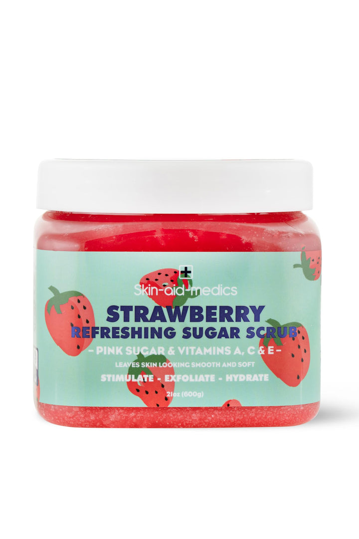 Skin-Aid-Medics Strawberry Refreshing Sugar Scrub with Vitamins A, C, E, 21 oz