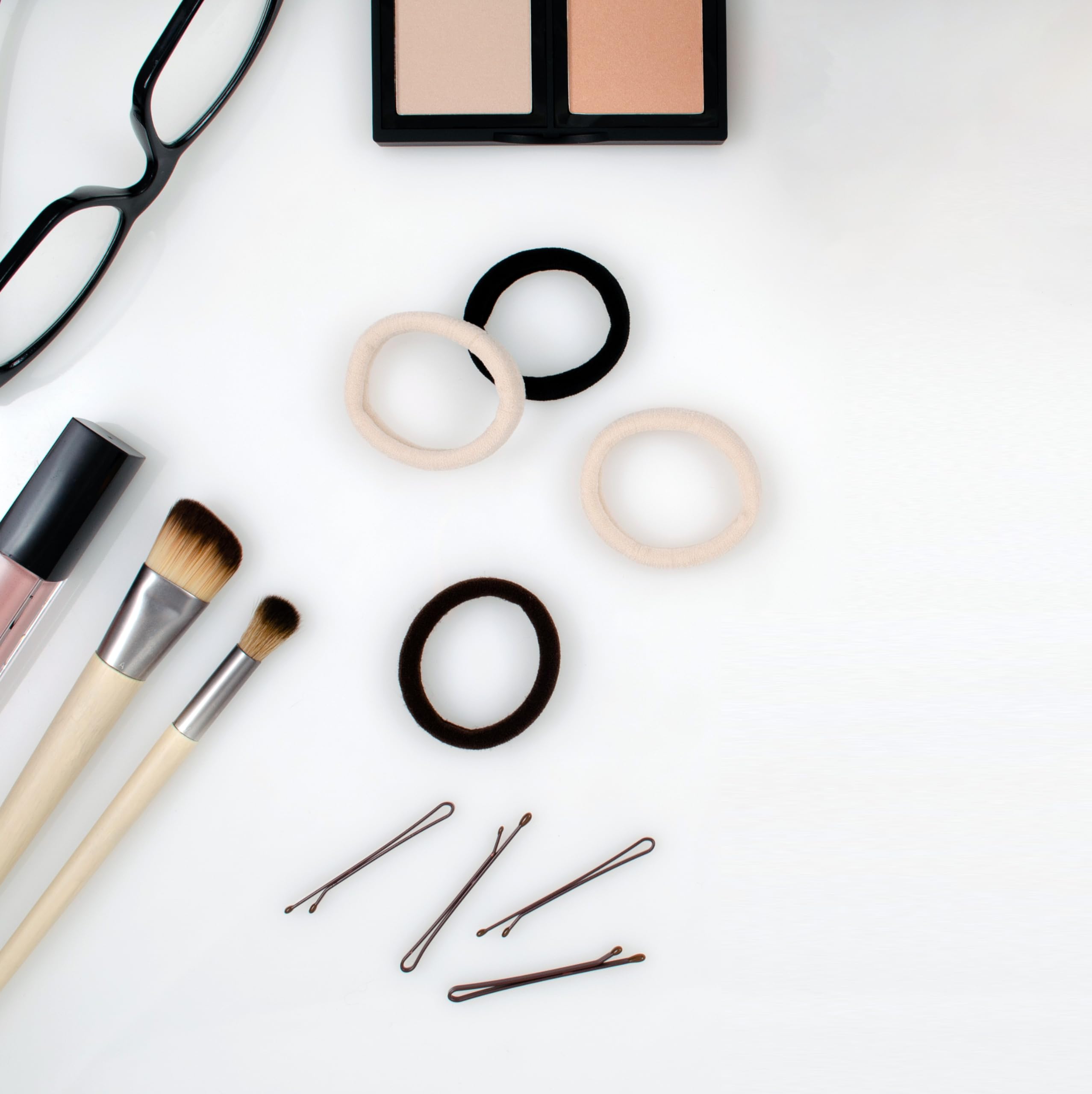 Black: Cyndibands Soft and Stretchy Seamless Elastic Fabric No-Metal Ponytail Holders - 12 Hair Ties (Black)