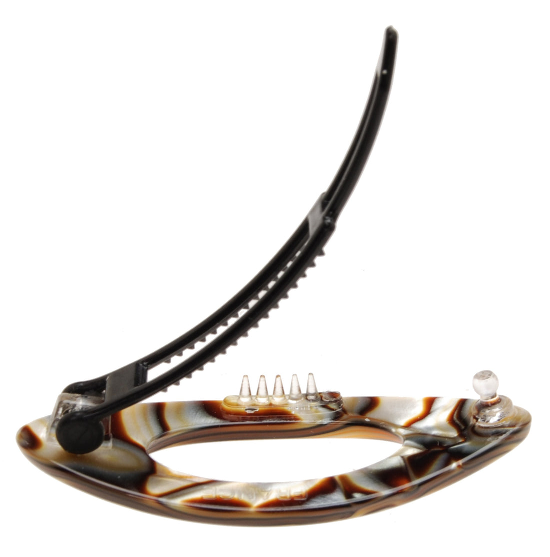 Onyx : France Luxe Mini Cutout Oval on Plastic Tige Boule Barrette - Onyx