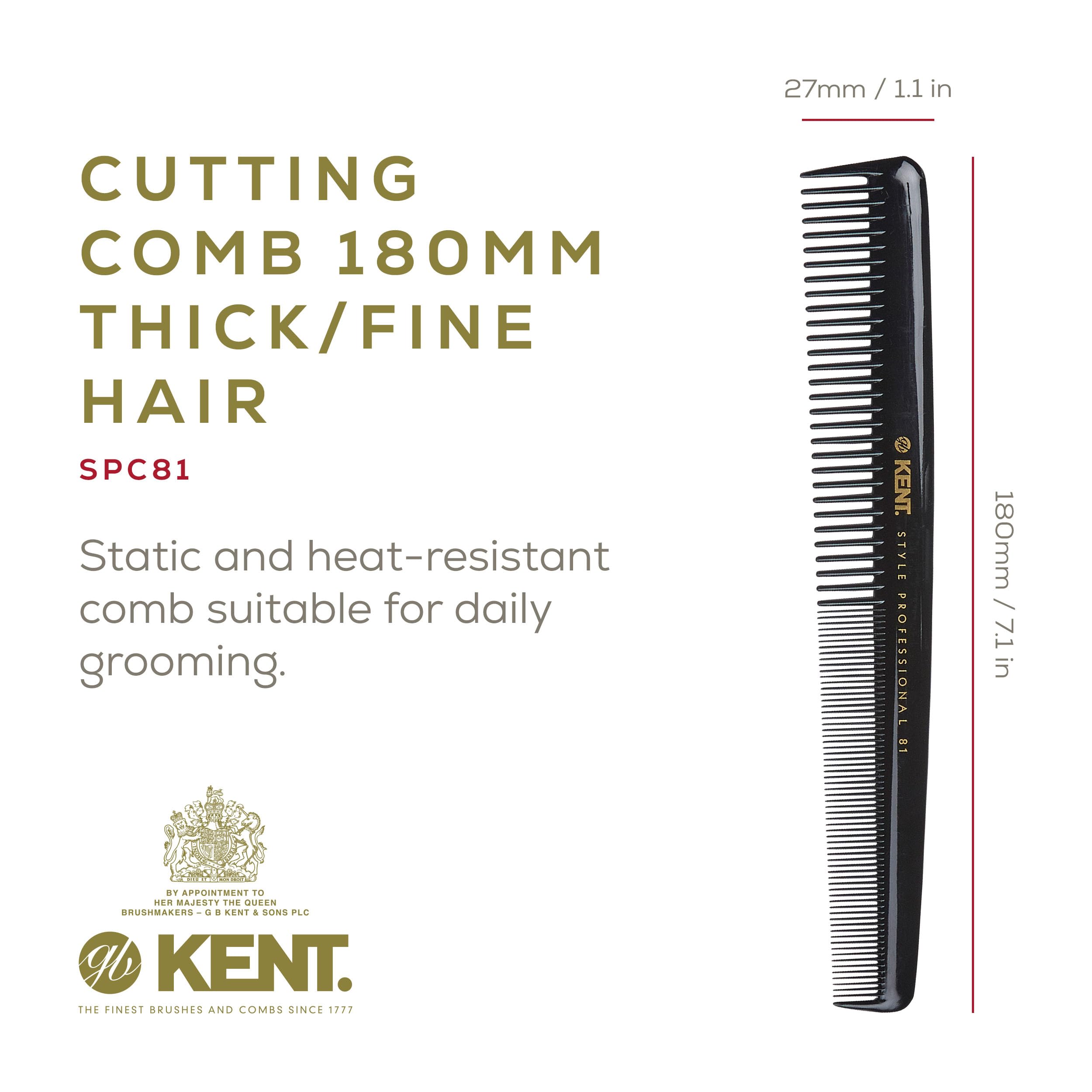 Kent SPC81 Salon-Style Dressing Cutting Comb with Wide and Fine Teeth - Professional Barber Haircut Comb for Styling and Teasing for All Hair Types - Kent Quality Barber Supplies