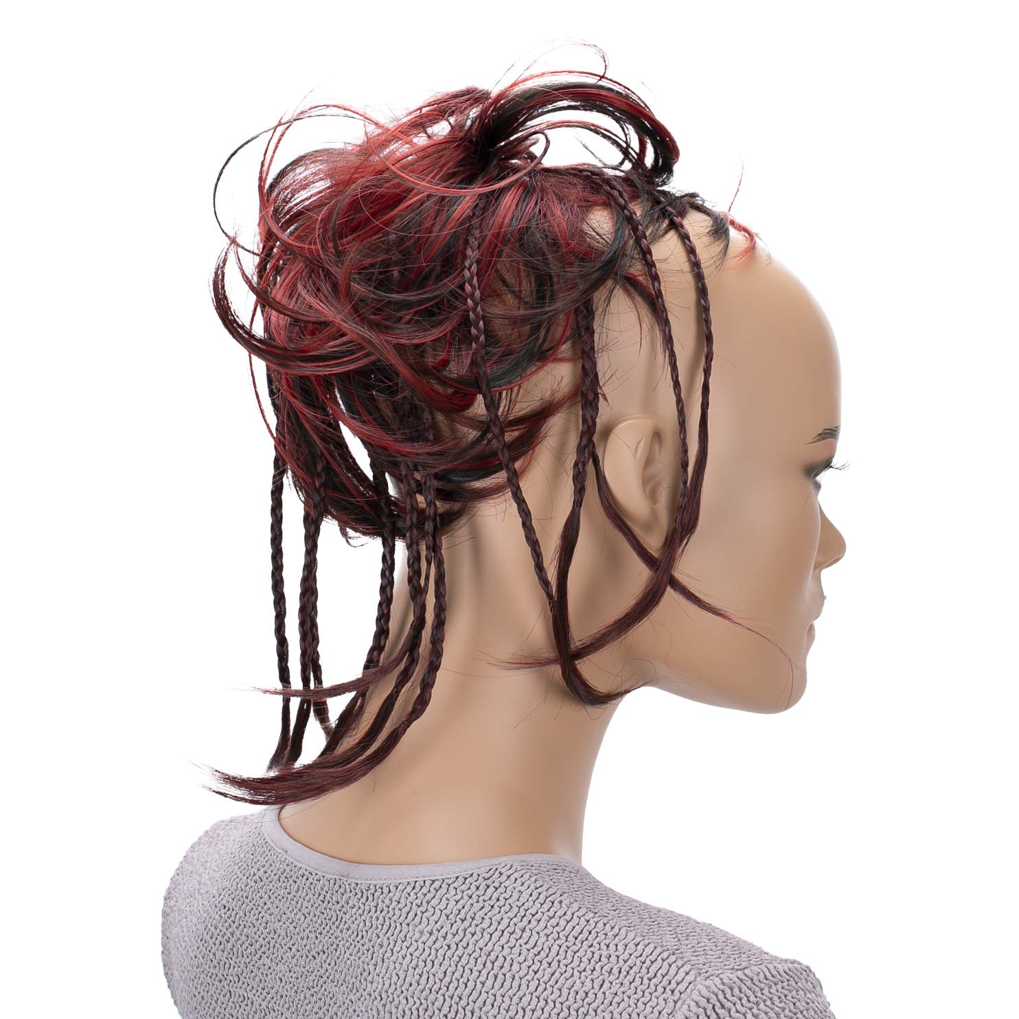 Red Dark Brown Mix #2H113A G28D: Prettyshop Hairpiece Hair Rubber Scrunchie Scrunchy Updos Voluminous Wavy Messy Bun Red Dark Brown Mix #2H113A G28D