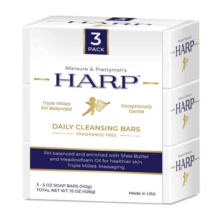 HARP Sensitive Skin Body Wash Bar | pH Balanced (Slightly Acidic) | 100% Syndet | Moisturizing Shea Butter | Non-Comedogenic | Soap-Free, Lye-Free. FRAGRANCE FREE (No Masking agents added)