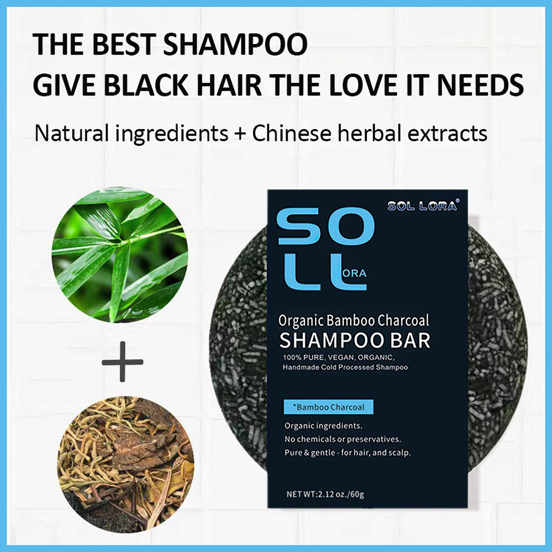 MIELIKKI Hair Soap, Natural Organic Bamboo Charcoal Shampoo Bar, Gray Hair Reverse Bar, Darkening Oil Control for Women Men